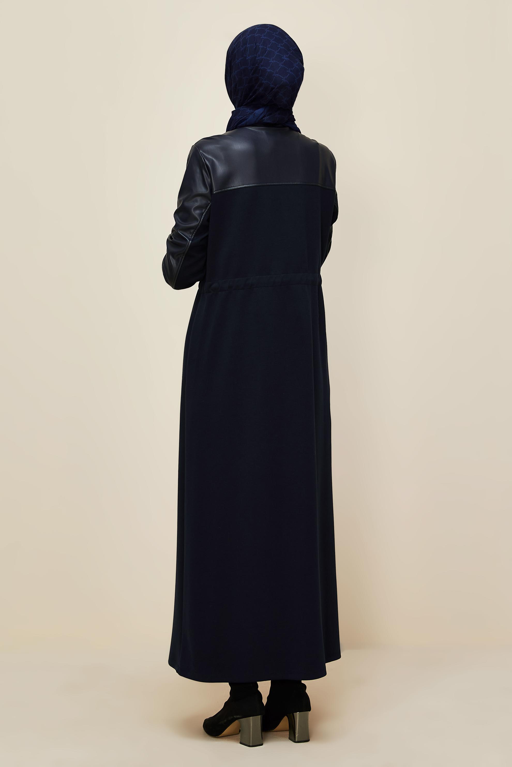 Hijab clothing NAVY BLUE SHIRT COLLAR TRACKSUIT DRESS 45996