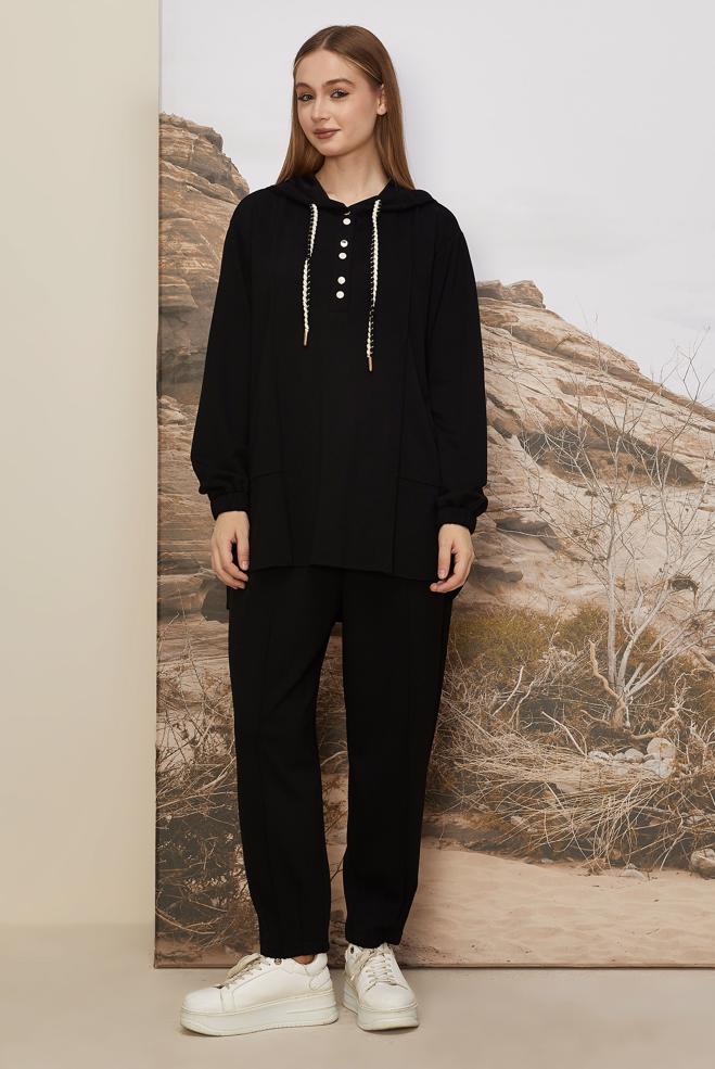 Tesettür giyim SİYAH 45997 AZEL 2 Lİ PANT.EŞOF.TK.38-44 TEK 40 - ALVİNA