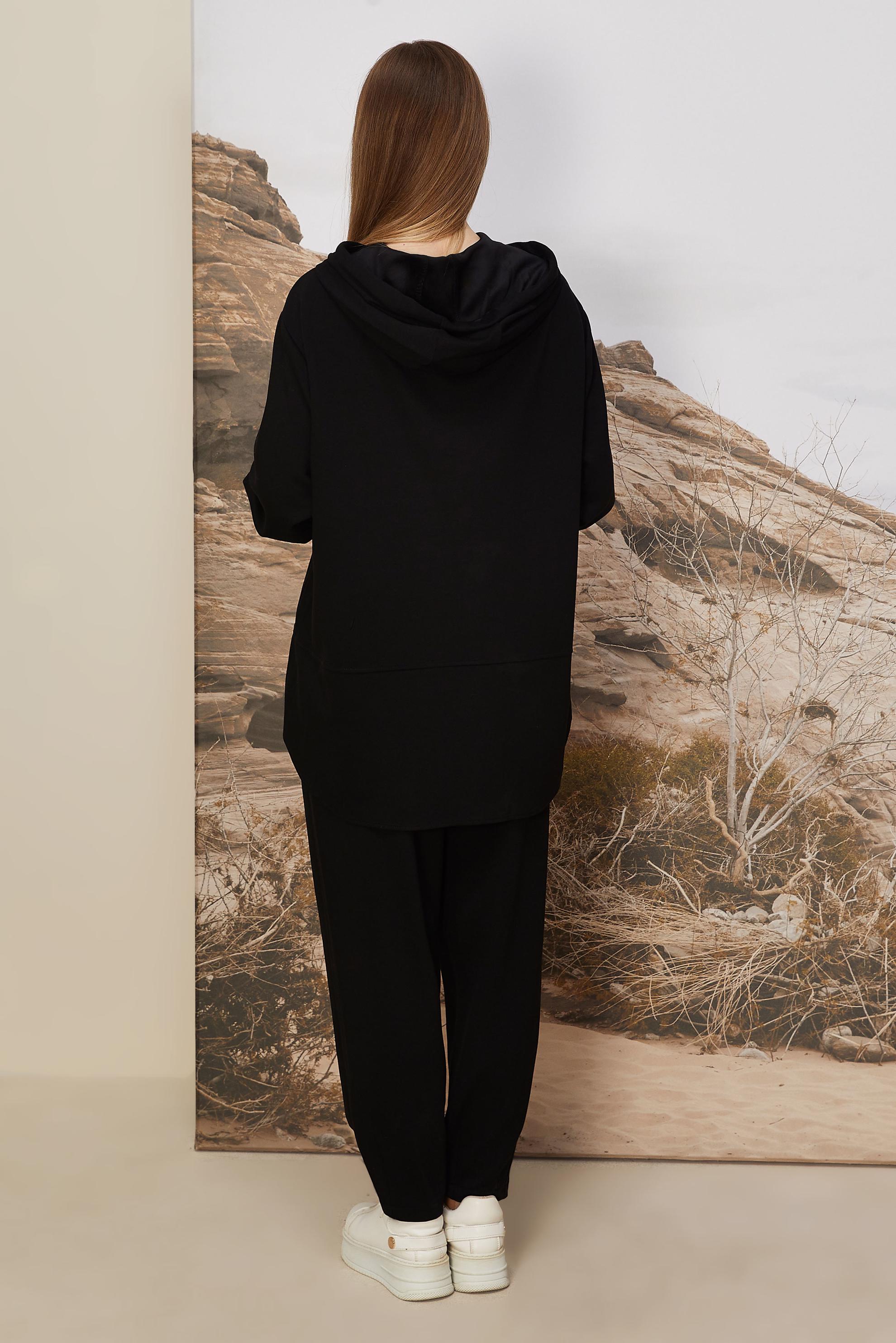 Tesettür giyim SİYAH KAPÜŞONLU EŞOFMAN TAKIMI 45997