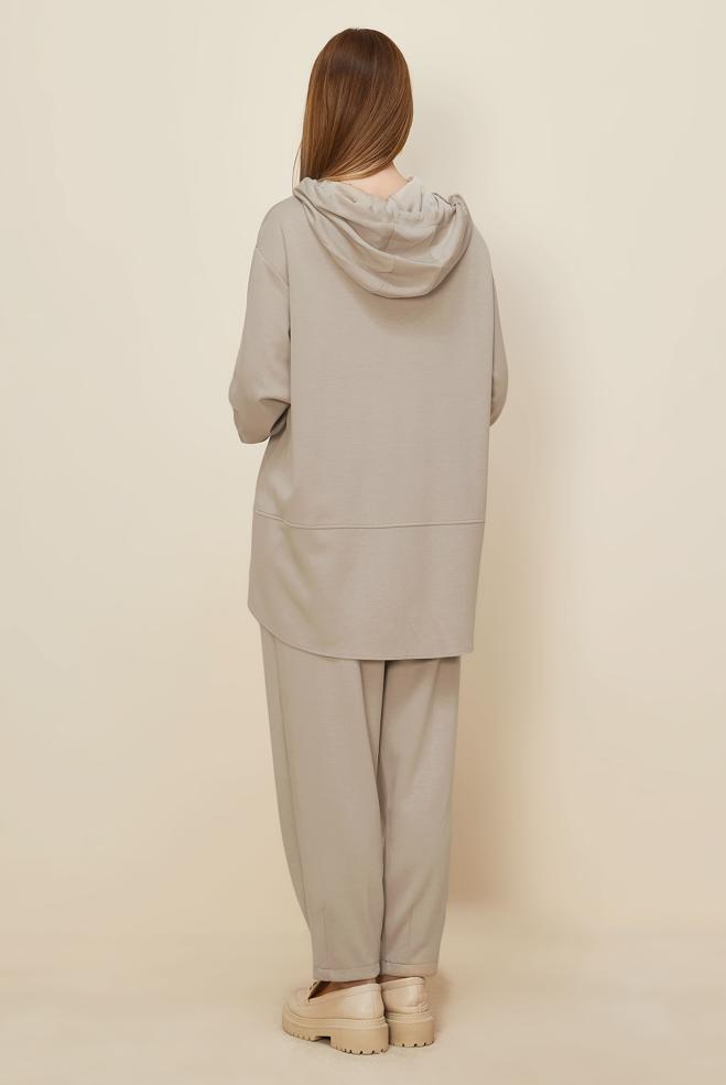 Hijab clothing SAND HOODED TRACKSUIT SET 45997 - ALVİNA