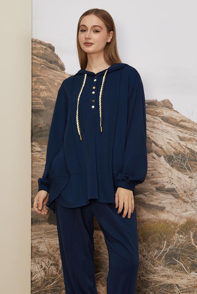 Tesettür giyim LACİVERT 45997 AZEL 2 Lİ PANT.EŞOF.TK.38-44 TEK 40 - ALVİNA