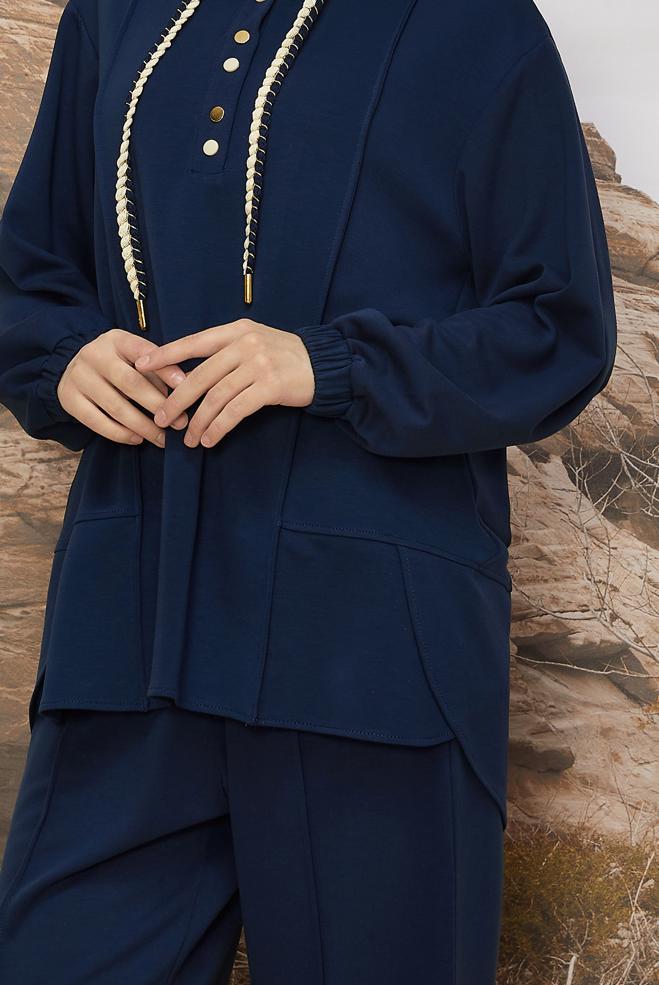 Tesettür giyim LACİVERT 45997 AZEL 2 Lİ PANT.EŞOF.TK.38-44 TEK 40 - ALVİNA