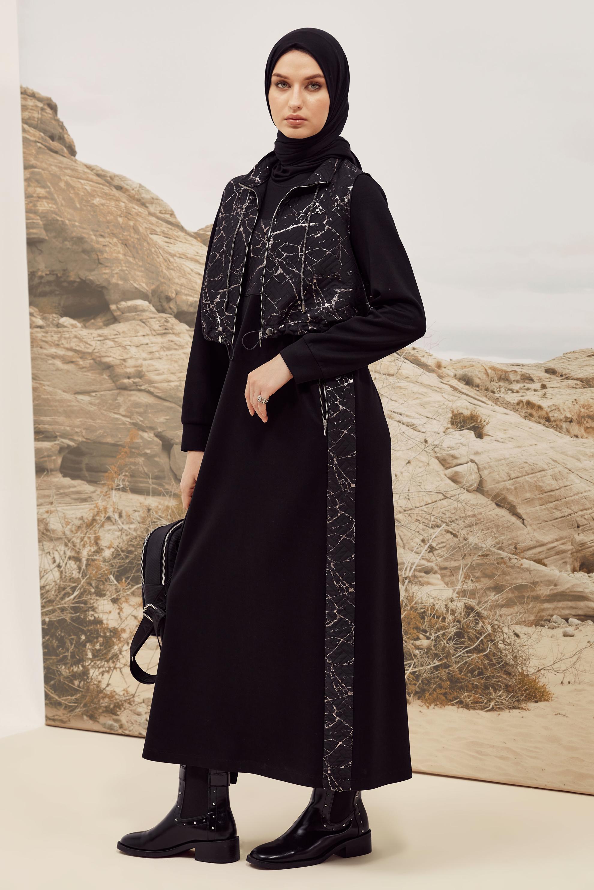 Hijab clothing BLACK JACKET AND DRESS SET 46001