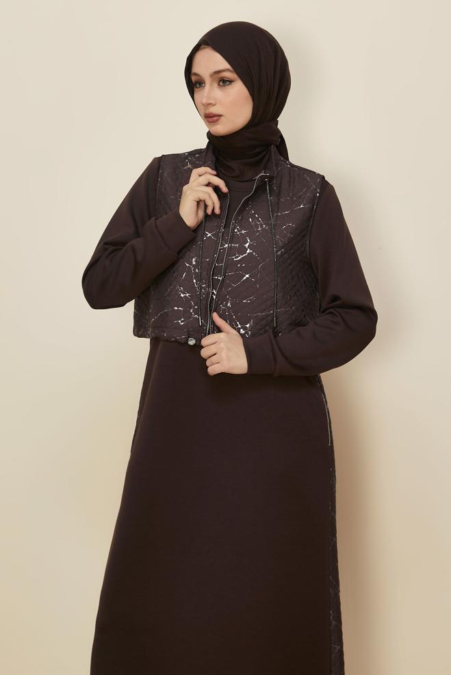 Tesettür giyim KAHVE 46001 OYSHO EŞOFMAN CEKETLİ TK.38-44 TEK 40 - ALVİNA