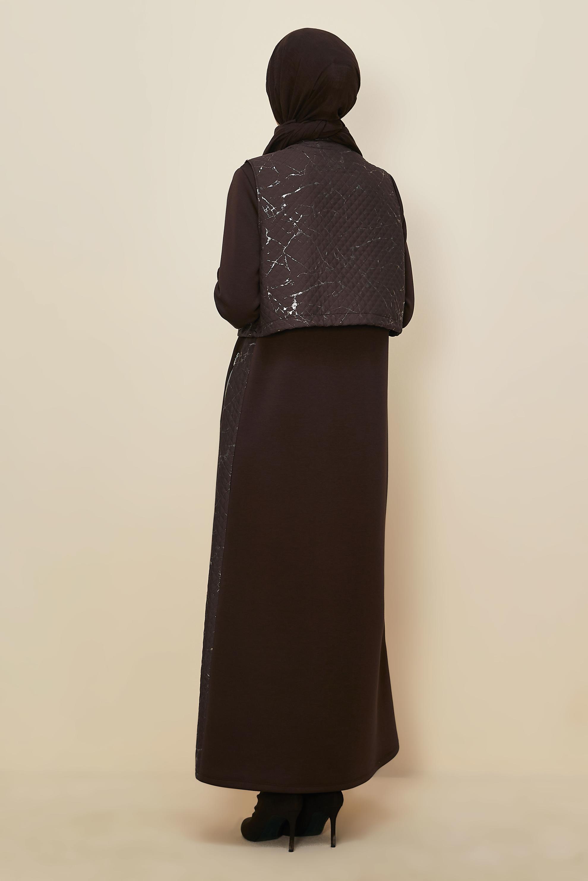 Hijab clothing BROWN VEST AND DRESS SET 46001