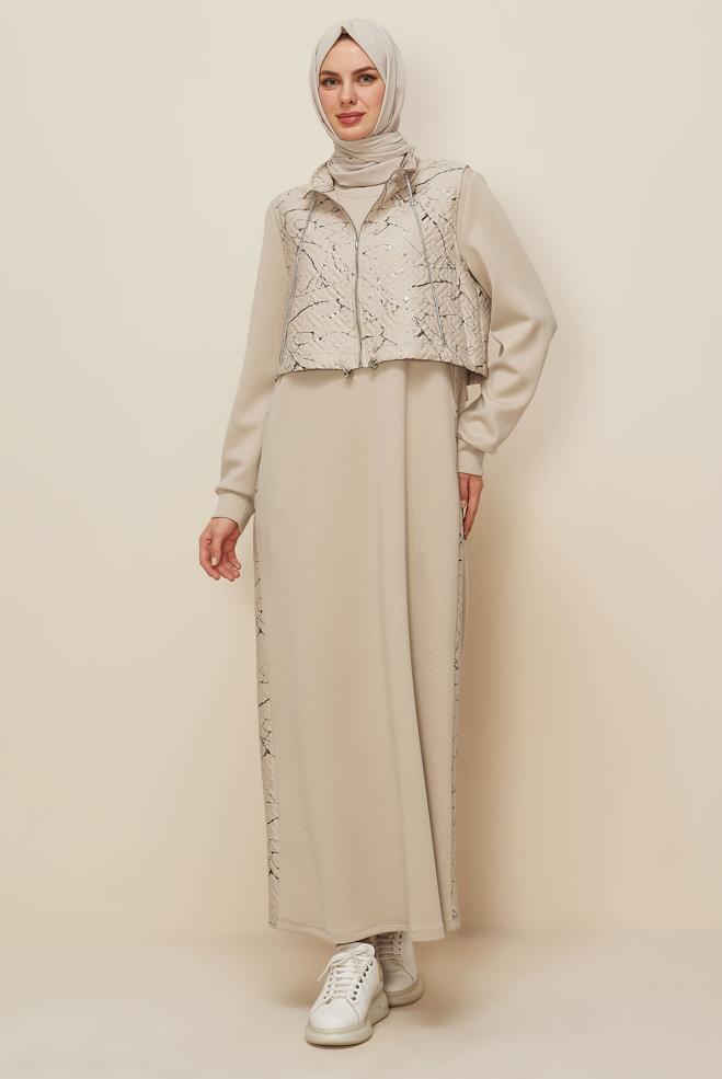 Tesettür giyim BEJ 46001 OYSHO EŞOFMAN CEKETLİ TK.38-44 TEK 40 - ALVİNA