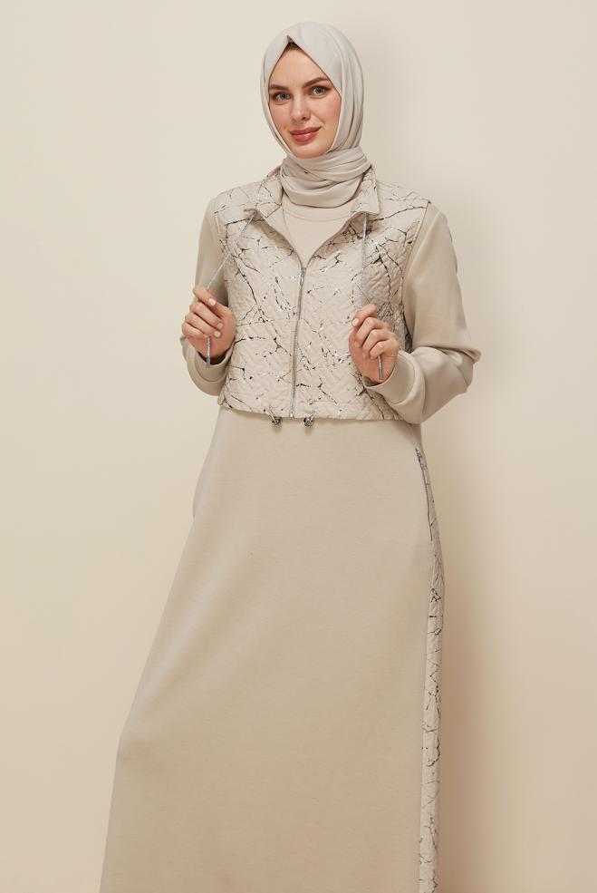 Tesettür giyim BEJ 46001 OYSHO EŞOFMAN CEKETLİ TK.38-44 TEK 40 - ALVİNA