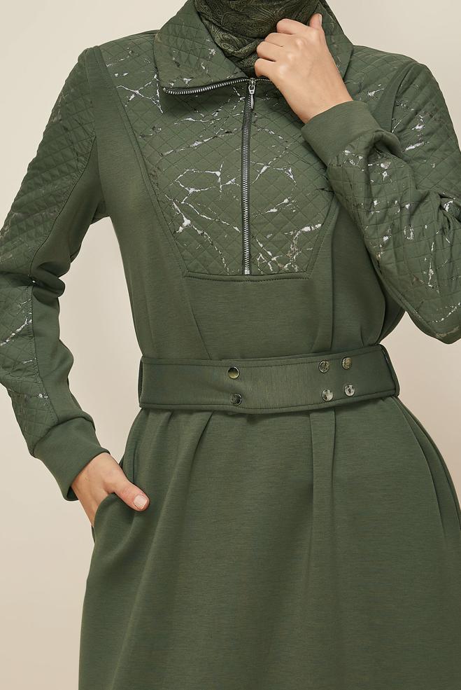 Tesettür giyim HAKİ 46002 OYSHO EŞOFMAN ELBİSE 38-44 TEK 40 - ALVİNA