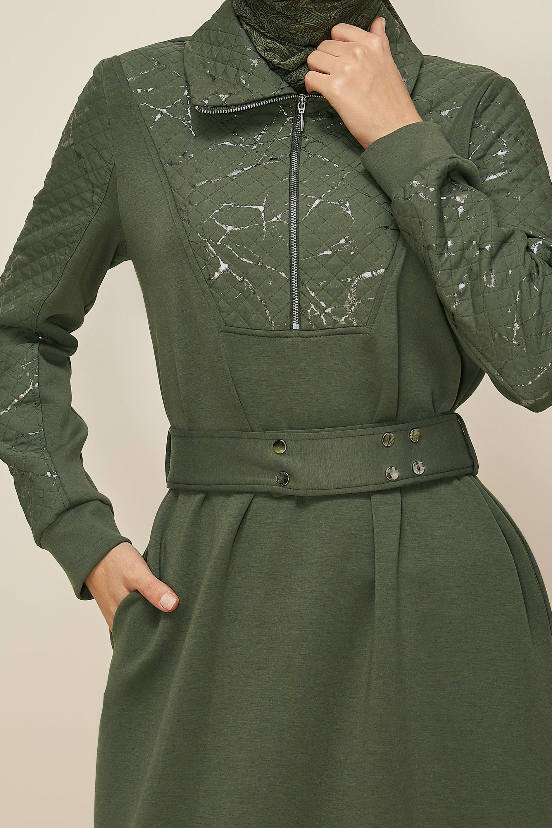 Tesettür giyim HAKİ 46002 OYSHO EŞOFMAN ELBİSE 38-44 TEK 40