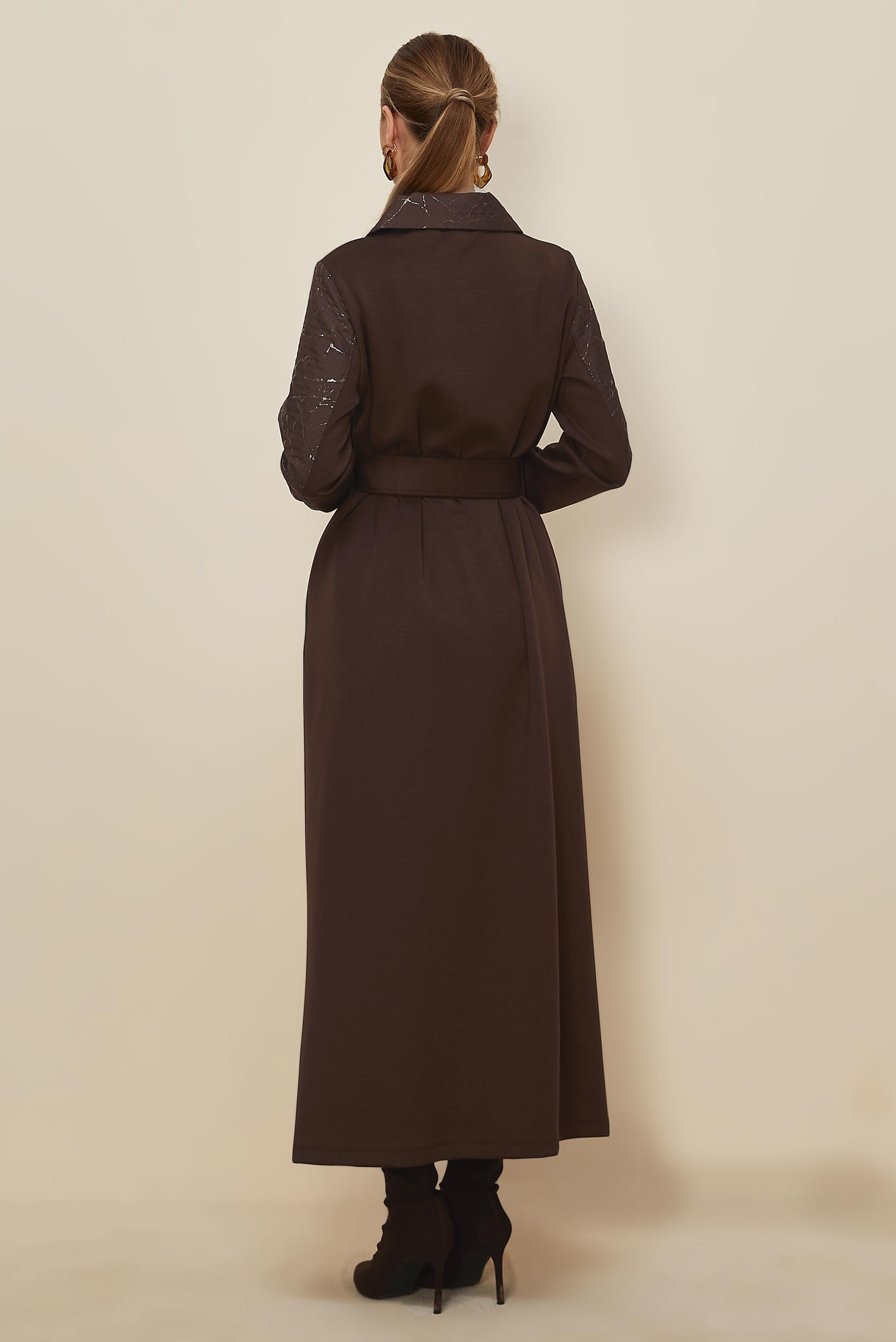 Tesettür giyim KAHVE KUŞAKLI EŞOFMAN ELBİSE 46002