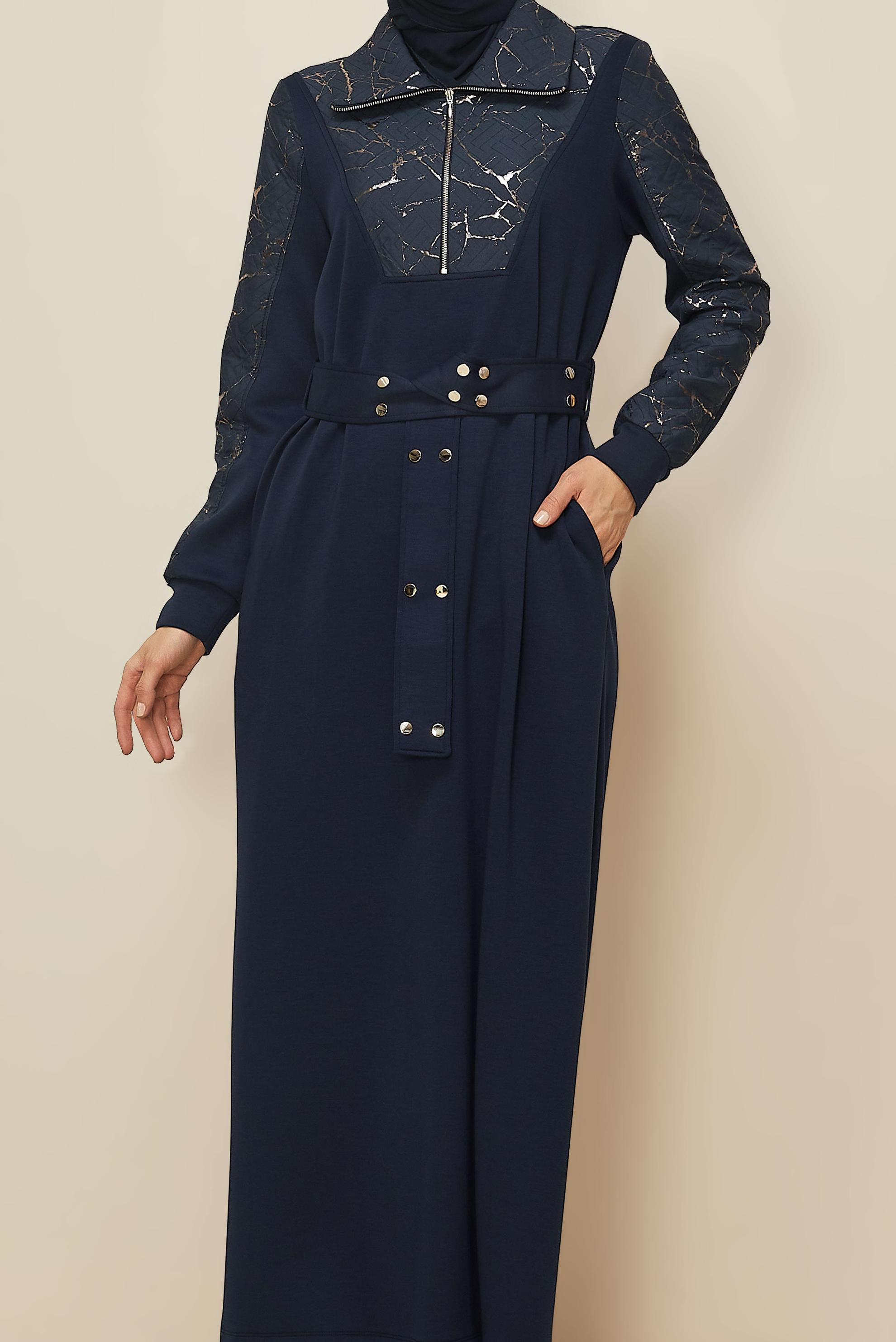 Tesettür giyim LACİVERT 46002 OYSHO EŞOFMAN ELBİSE 38-44 TEK 40