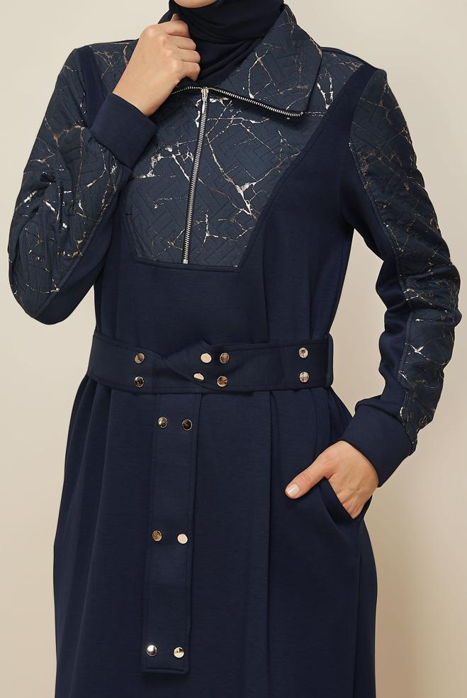 Tesettür giyim LACİVERT 46002 OYSHO EŞOFMAN ELBİSE 38-44 TEK 40 - ALVİNA