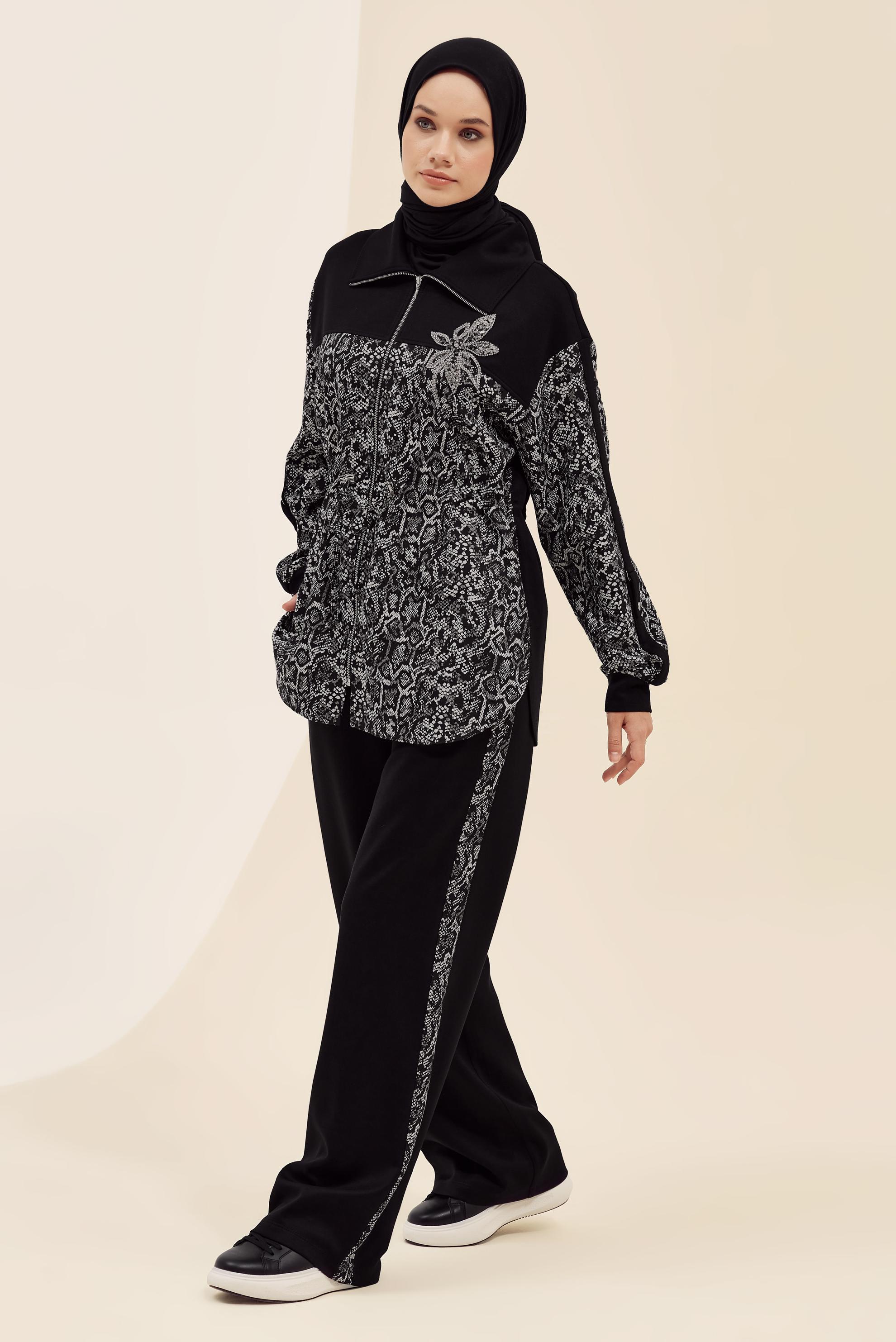 Tesettür giyim SİYAH PANTOLONLU EŞOFMAN TAKIMI 46004