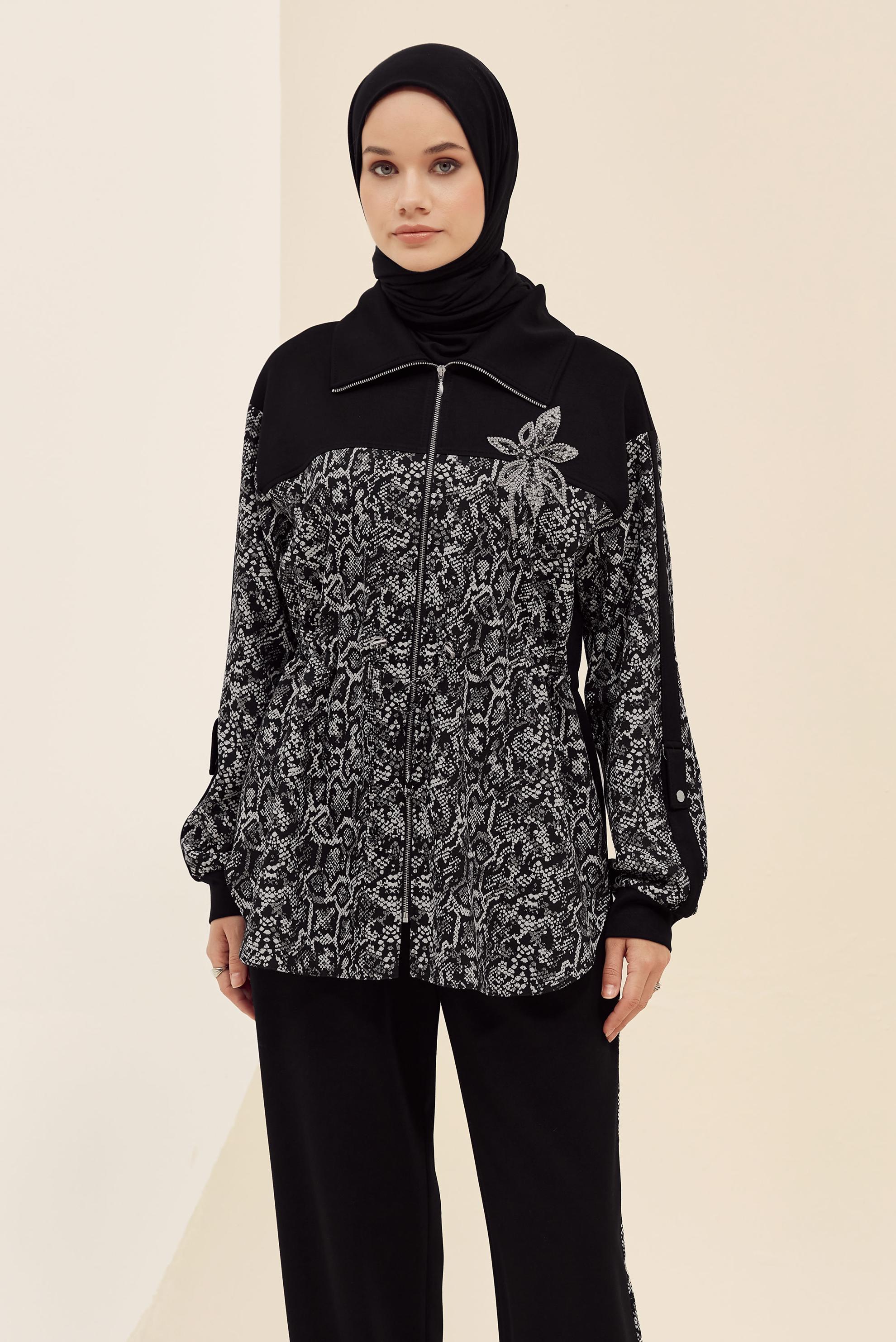 Tesettür giyim SİYAH PANTOLONLU EŞOFMAN TAKIMI 46004