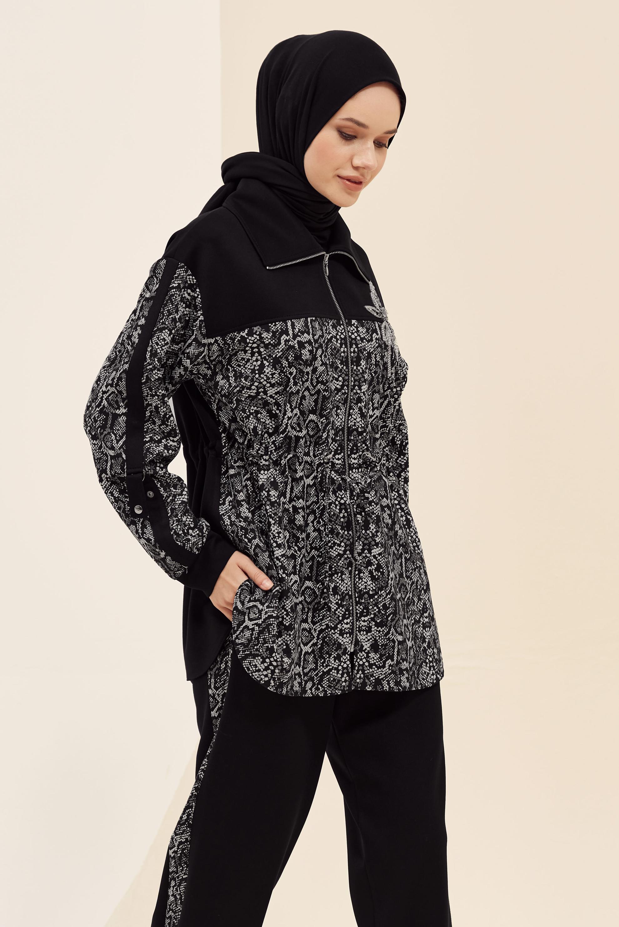 Tesettür giyim SİYAH PANTOLONLU EŞOFMAN TAKIMI 46004