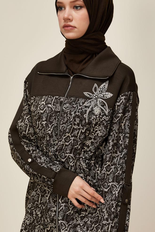 Tesettür giyim KAHVE PANTOLONLU EŞOFMAN TAKIMI 46004 - ALVİNA