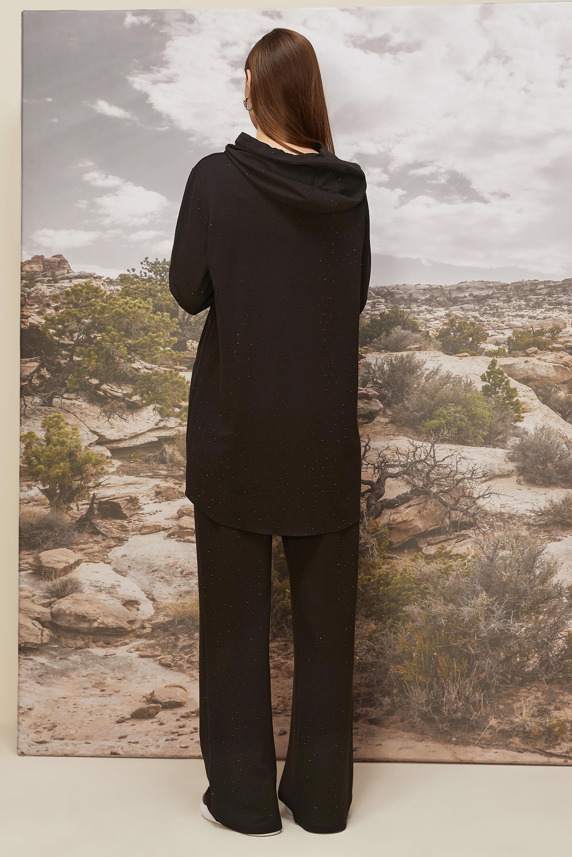 Tesettür giyim KAHVE PANTOLONLU TAŞLI EŞOFMAN TAKIMI 46039