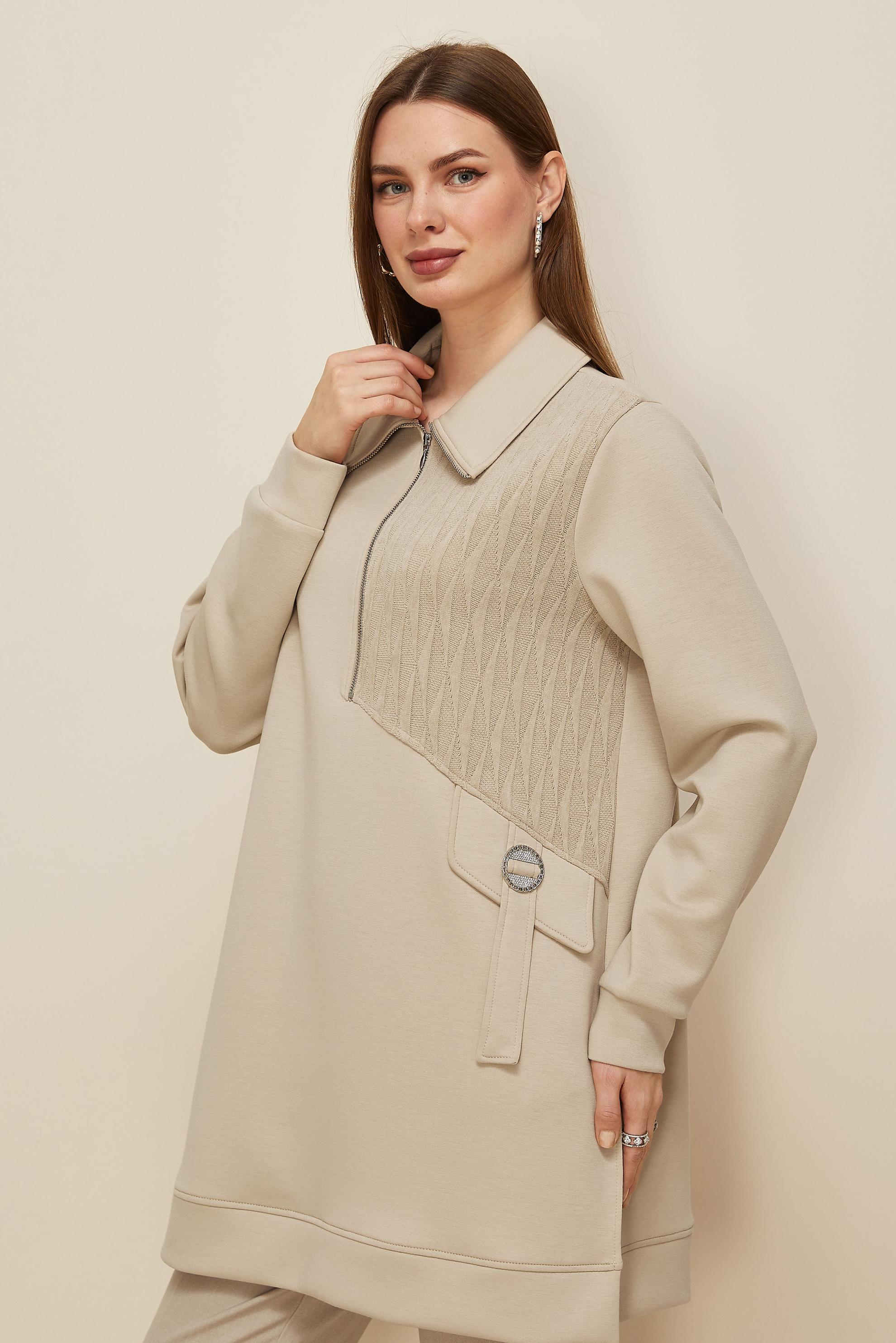 Vêtements hijab BEIGE TUNIQUE DE SURVÊTEMENT 46041