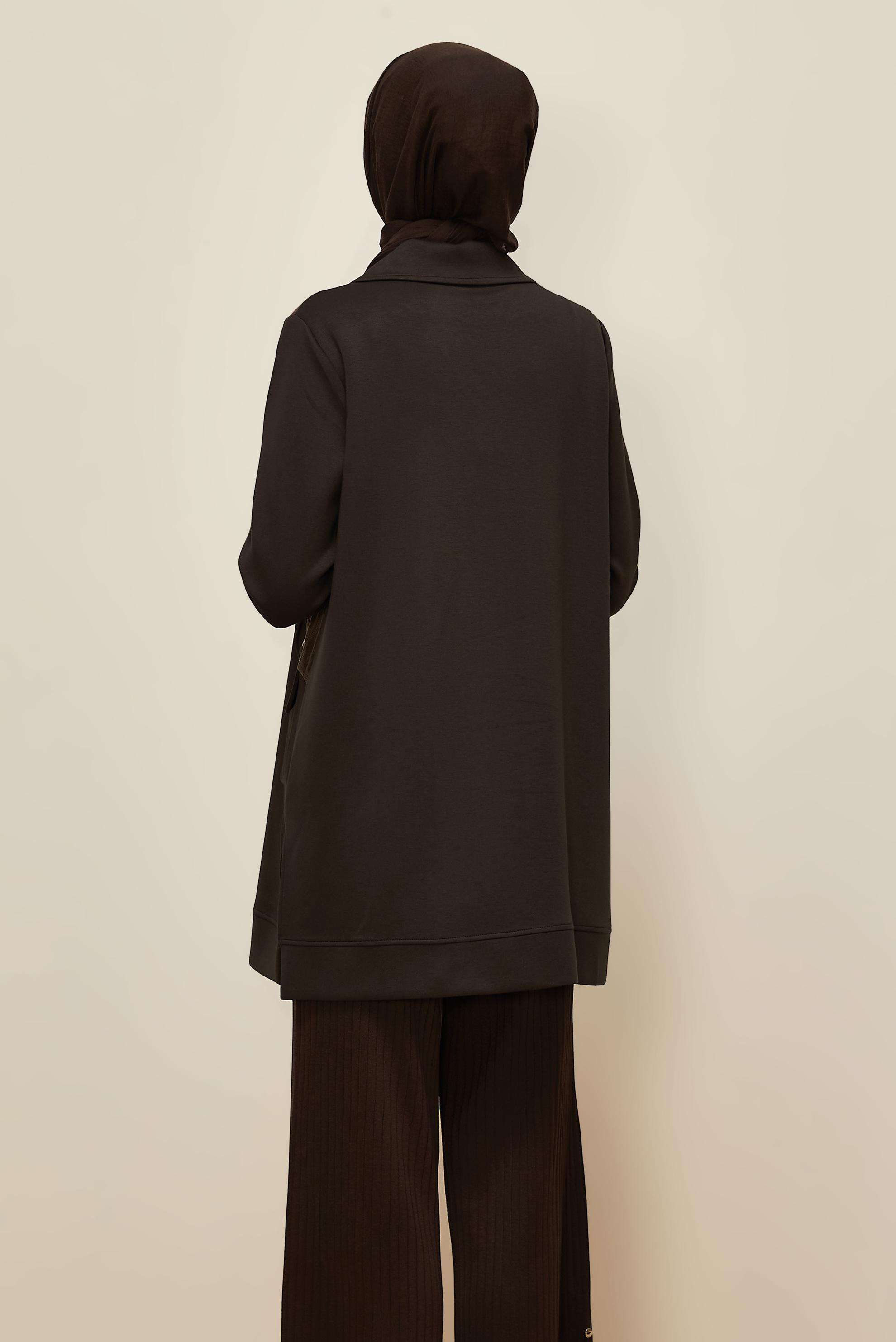 Tesettür giyim KAHVE GÖMLEK YAKA EŞOFMAN TUNİK 46041