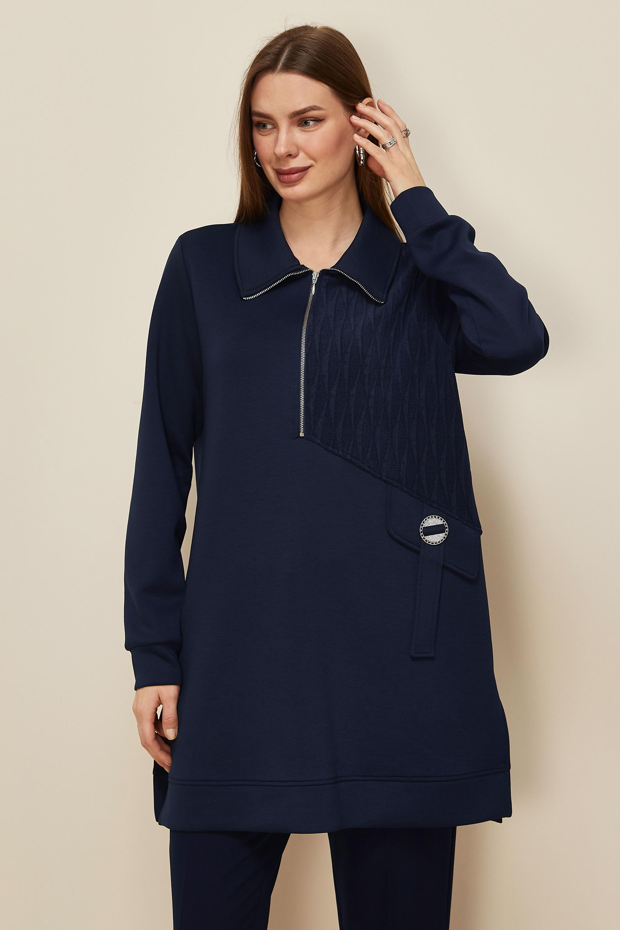 Vêtements hijab BLEU MARINE TUNIQUE DE SURVÊTEMENT 46041