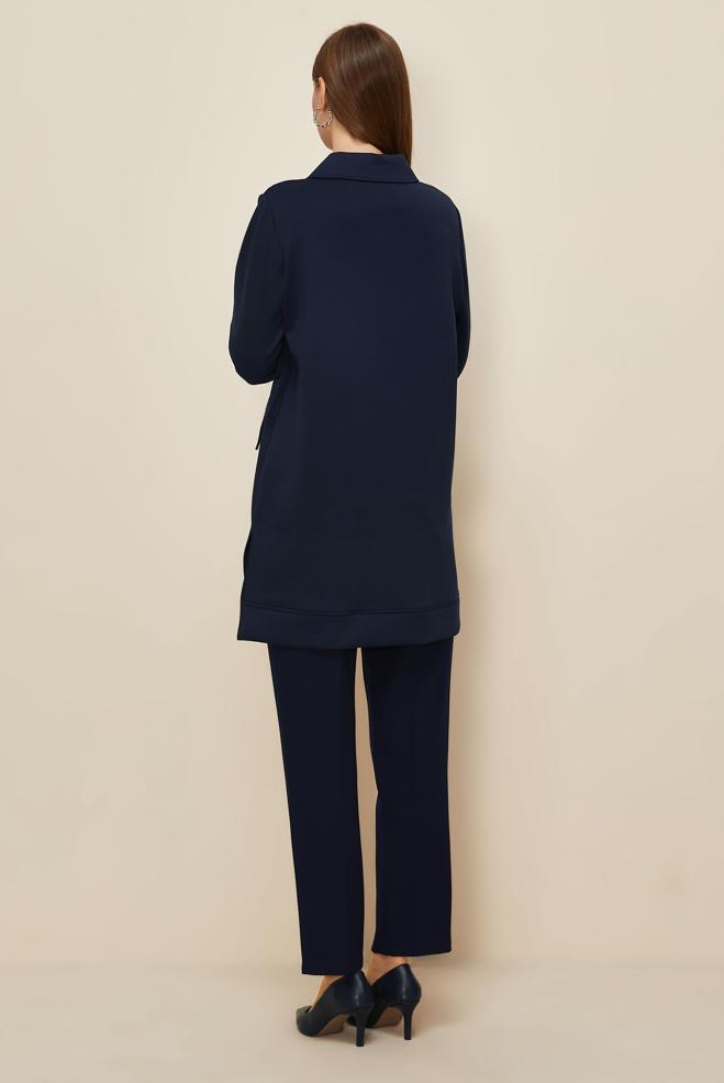 Tesettür giyim LACİVERT GÖMLEK YAKA EŞOFMAN TUNİK 46041 - ALVİNA