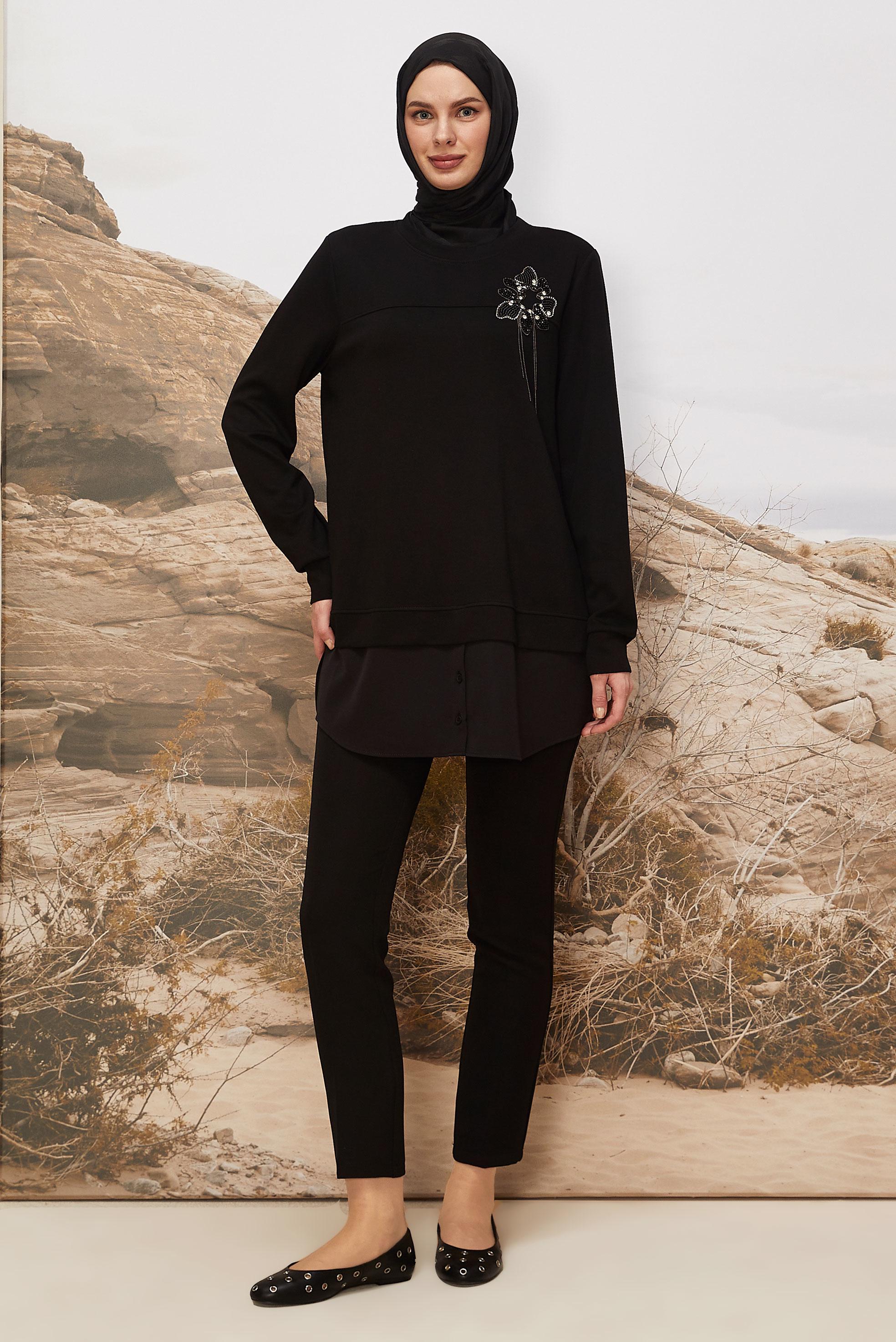 Vêtements hijab NOIR TUNIQUE DE SURVÊTEMENT 46055