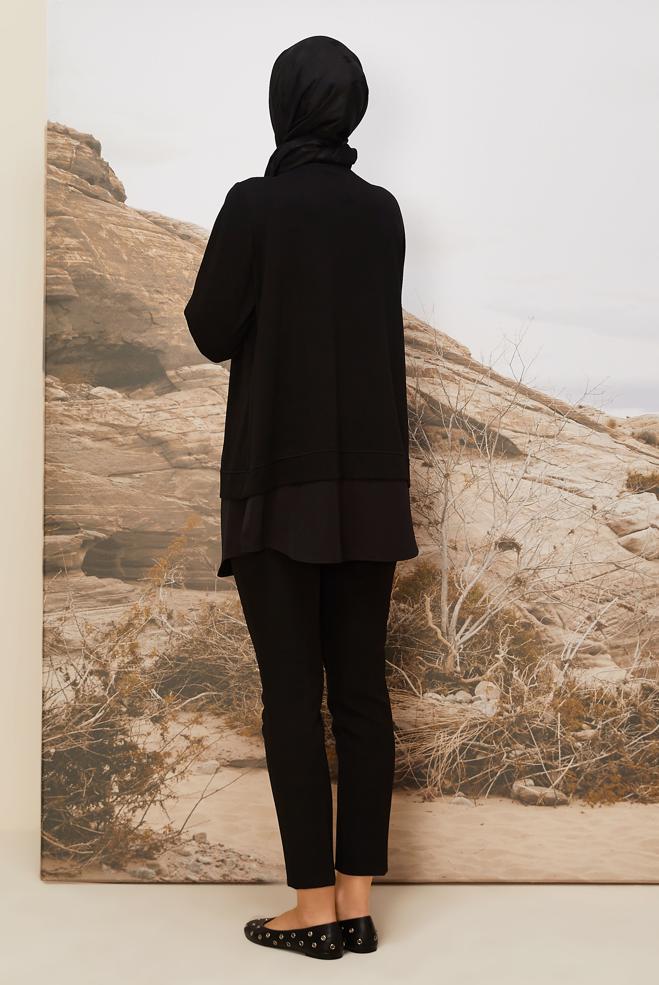 Tesettür giyim SİYAH 46055 AZEL EŞOFMAN TUNİK 38-46 TEK40 - ALVİNA