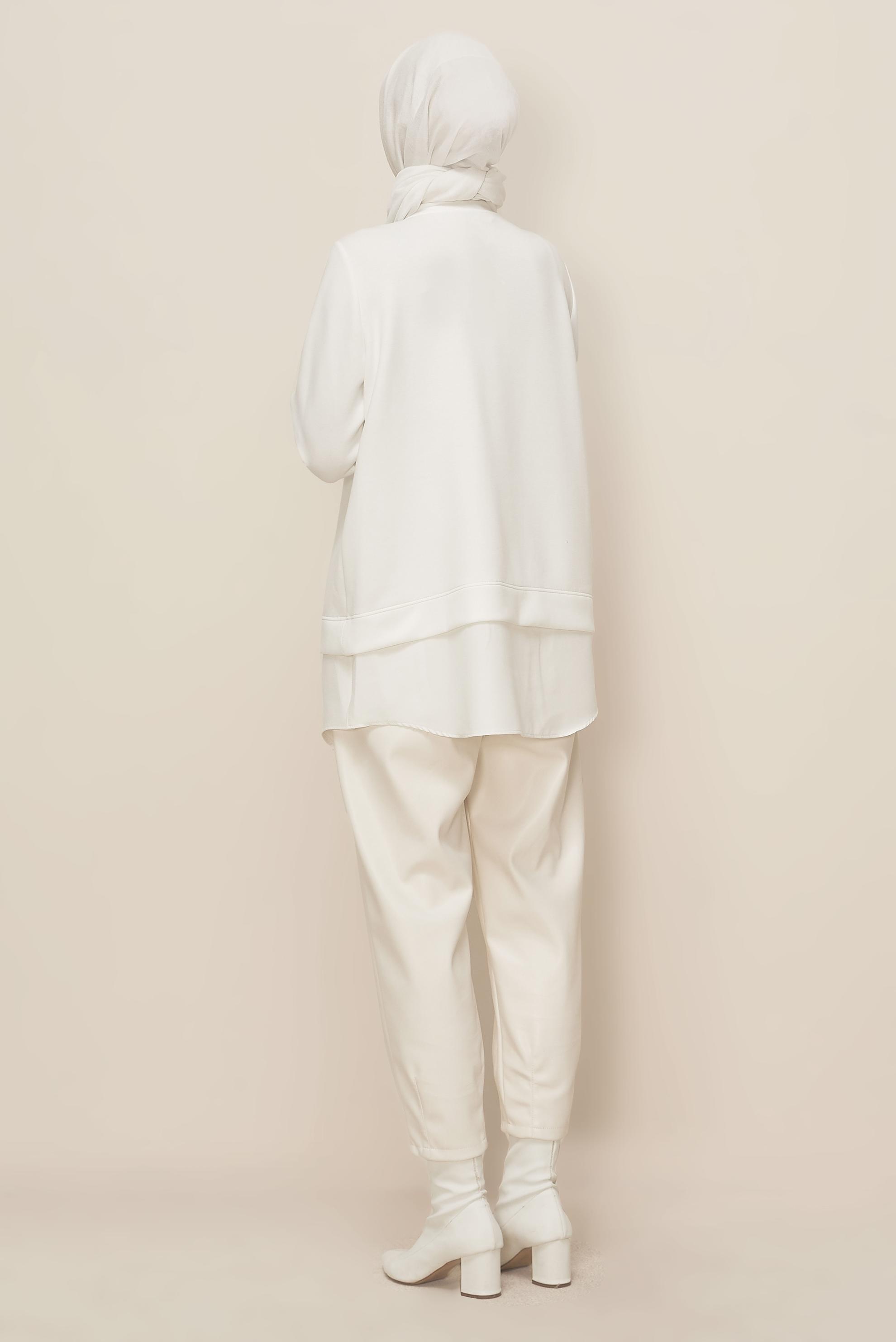 Tesettür giyim BEYAZ GÖMLEK GARNİLİ EŞOFMAN TUNİK 46055