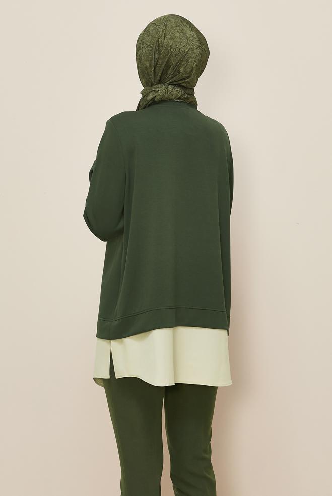 Tesettür giyim HAKİ 46055 AZEL EŞOFMAN TUNİK 38-46 TEK40 - ALVİNA