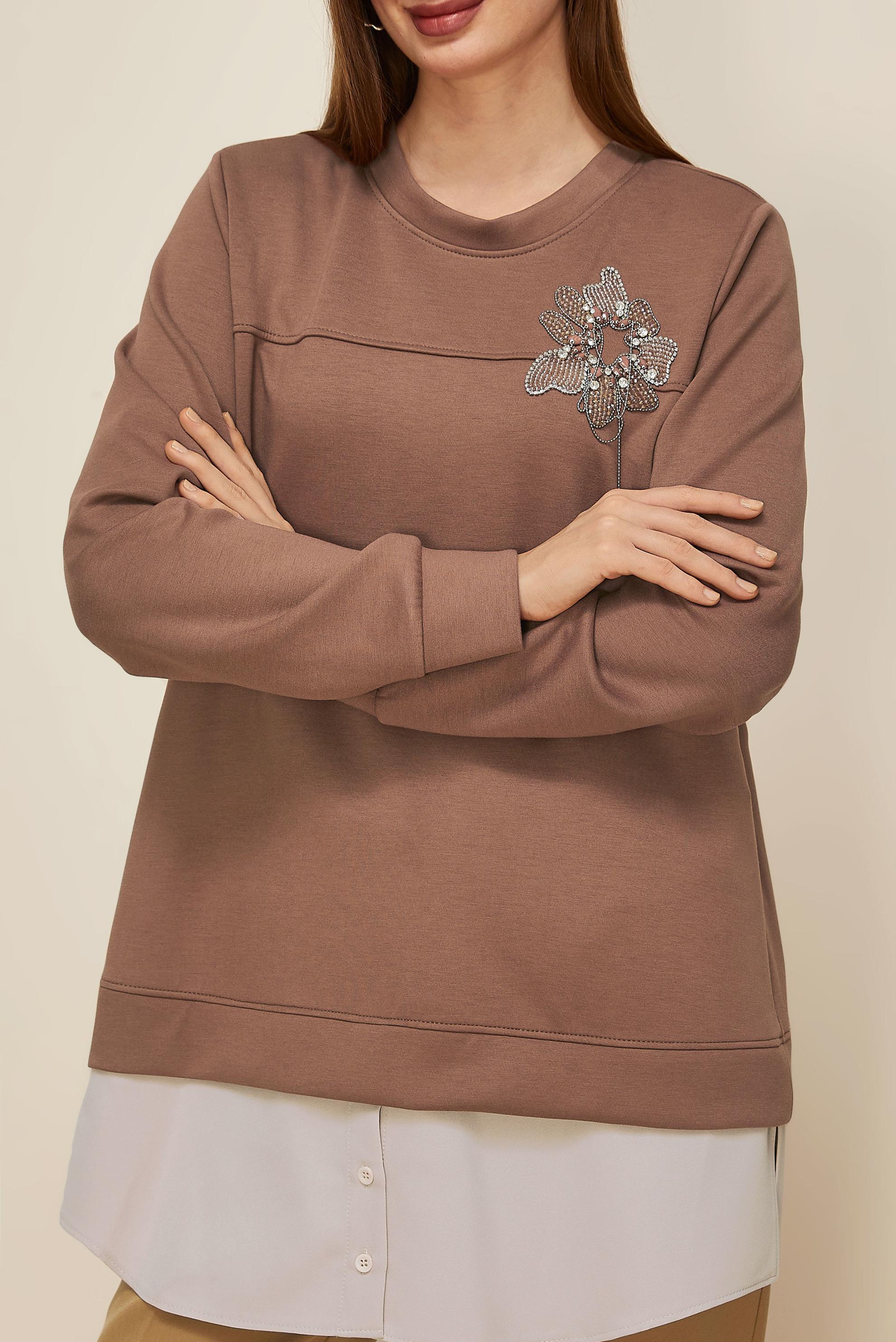 Tesettür giyim TABA GÖMLEK GARNİLİ EŞOFMAN TUNİK 46055