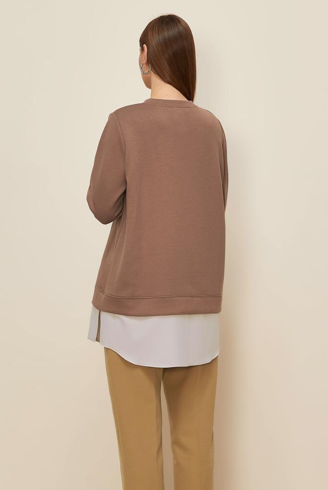 Tesettür giyim TABA GÖMLEK GARNİLİ EŞOFMAN TUNİK 46055 - ALVİNA