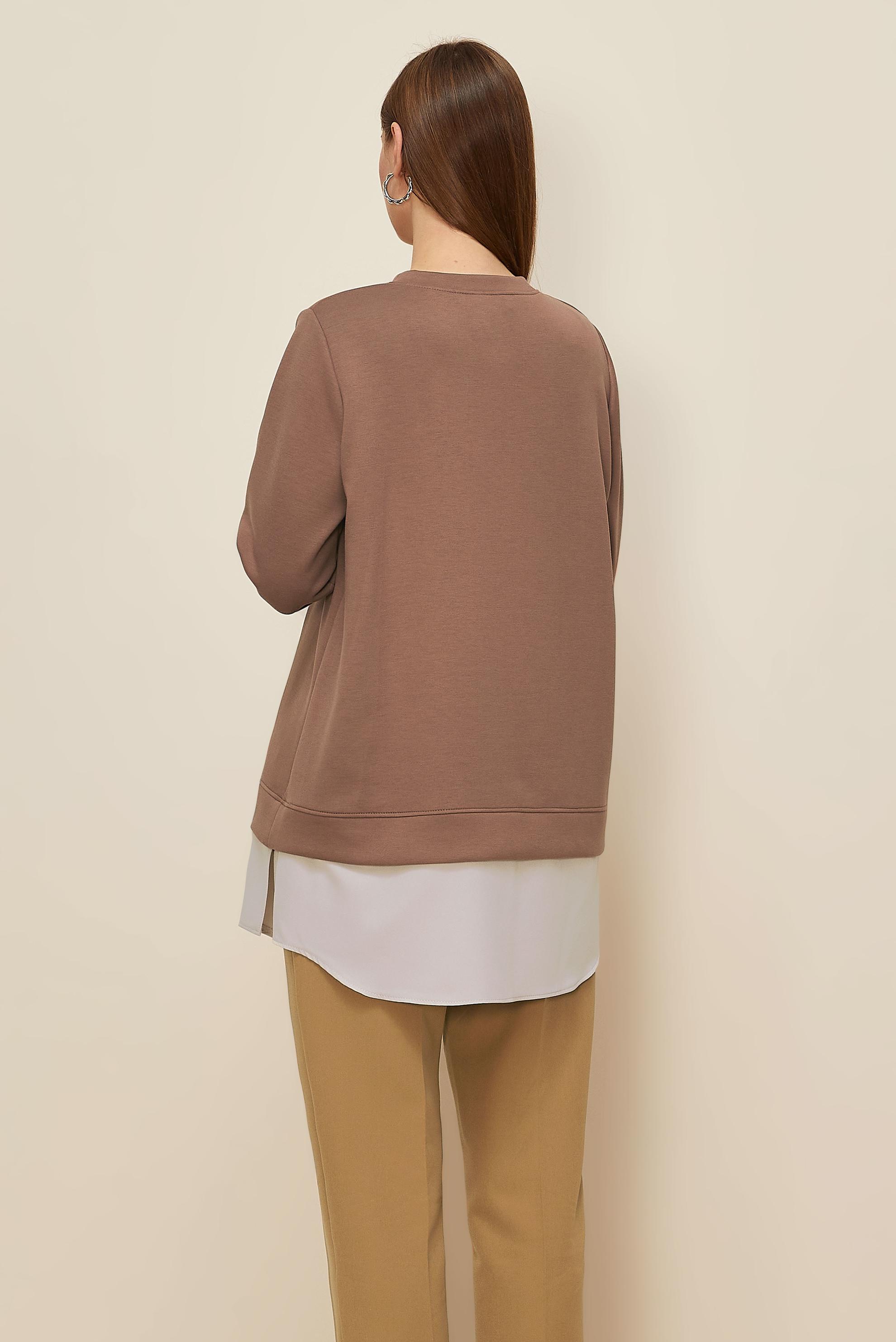 Tesettür giyim TABA GÖMLEK GARNİLİ EŞOFMAN TUNİK 46055