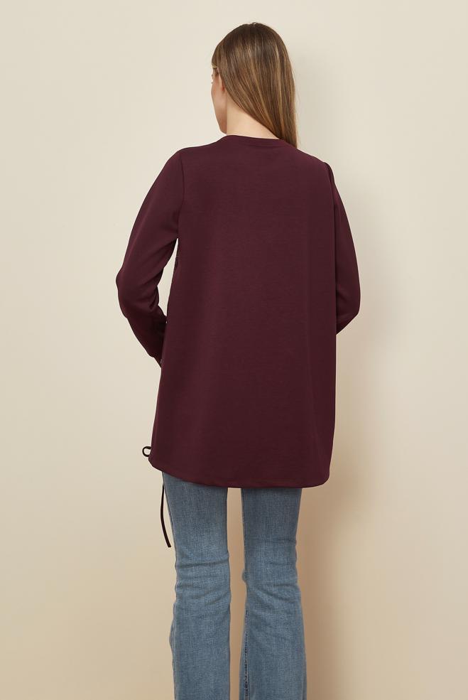 Tesettür giyim BORDO FERMUARLI EŞOFMAN TUNİK 46056 - ALVİNA