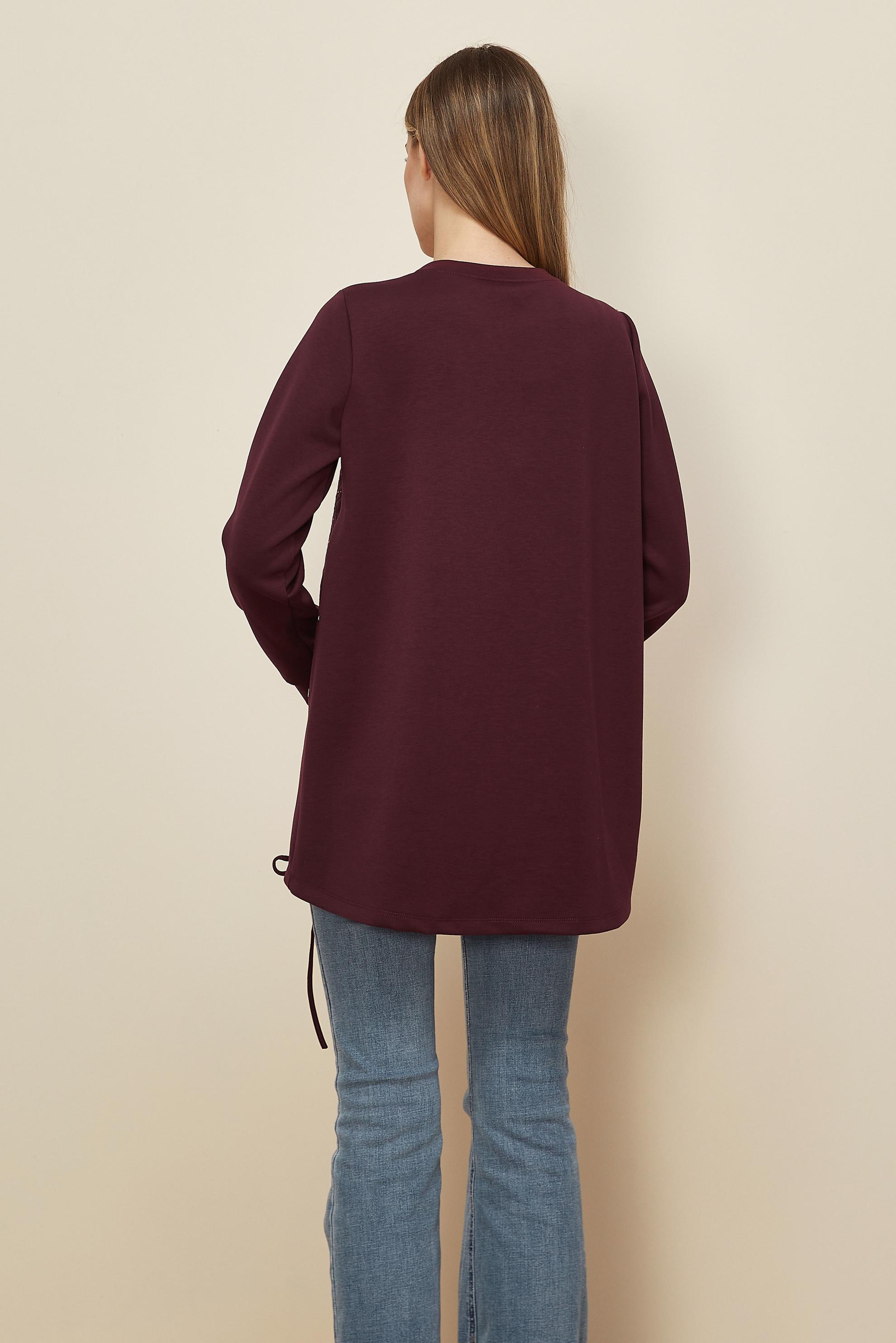 Tesettür giyim BORDO FERMUARLI EŞOFMAN TUNİK 46056