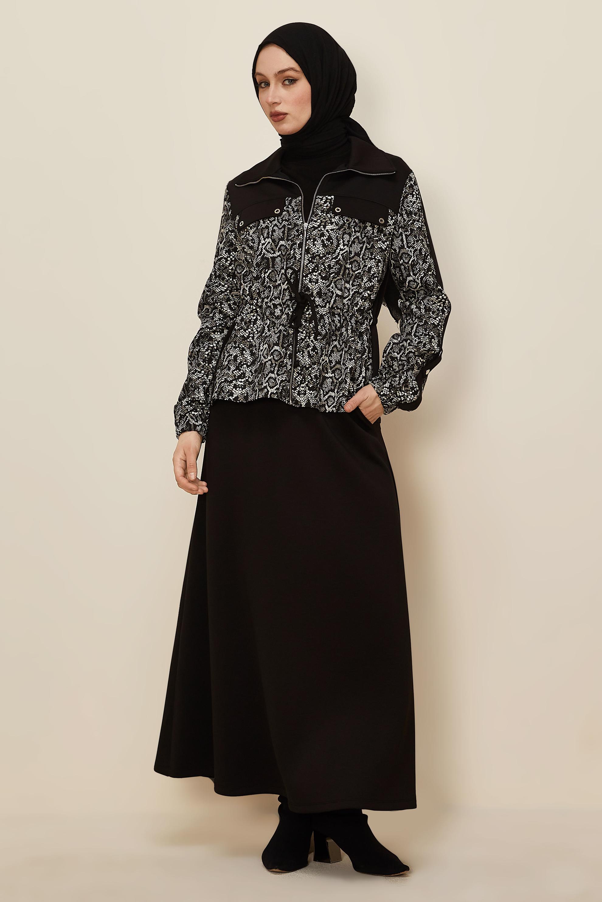 Hijab clothing BLACK SKIRTED TRACKSUIT SET 46058