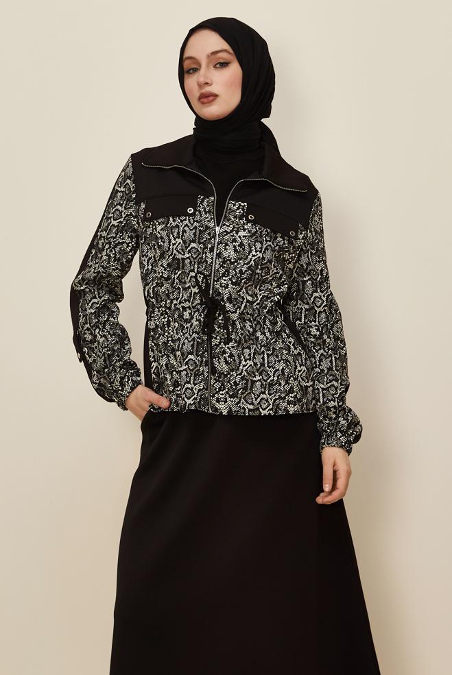 Hijab clothing BLACK SKIRTED TRACKSUIT SET 46058 - ALVİNA