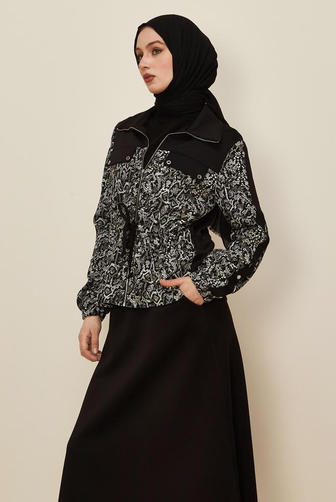 Hijab clothing BLACK SKIRTED TRACKSUIT SET 46058 - ALVİNA