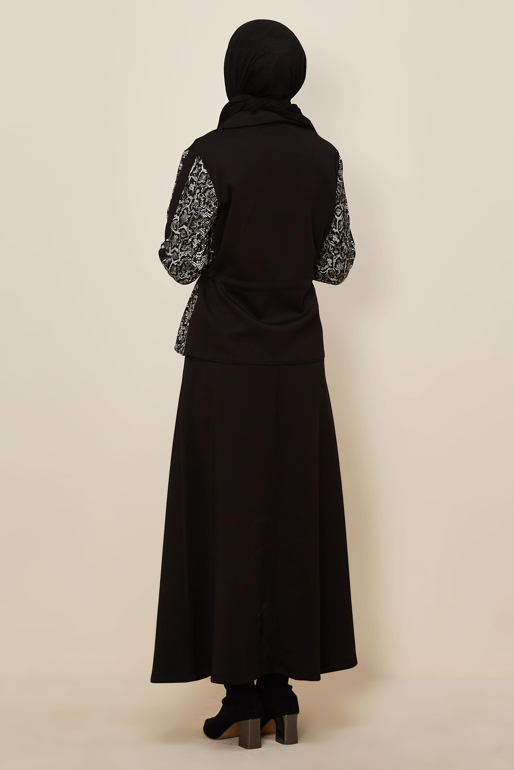 Hijab clothing BLACK SKIRTED TRACKSUIT SET 46058