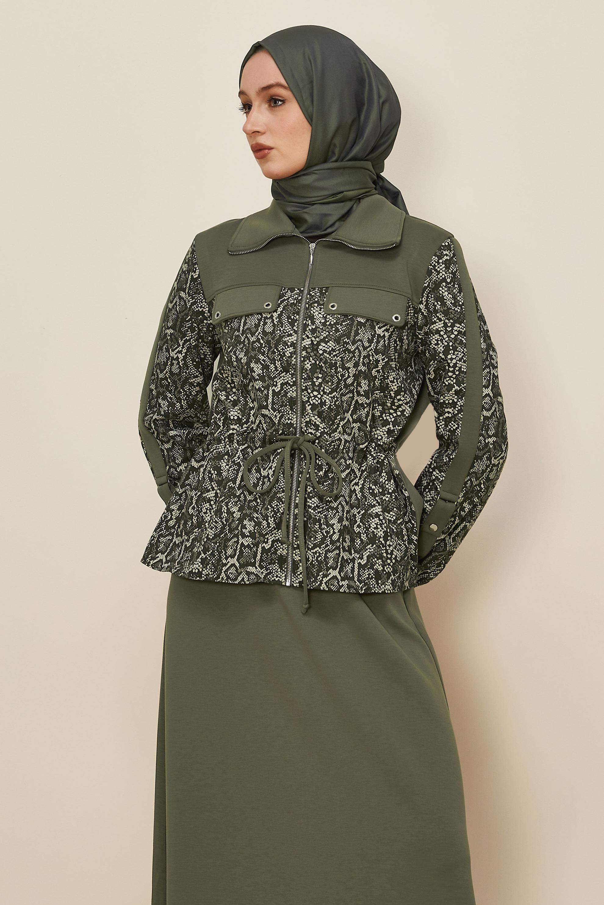 Tesettür giyim HAKİ ETEKLİ EŞOFMAN TAKIMI 46058