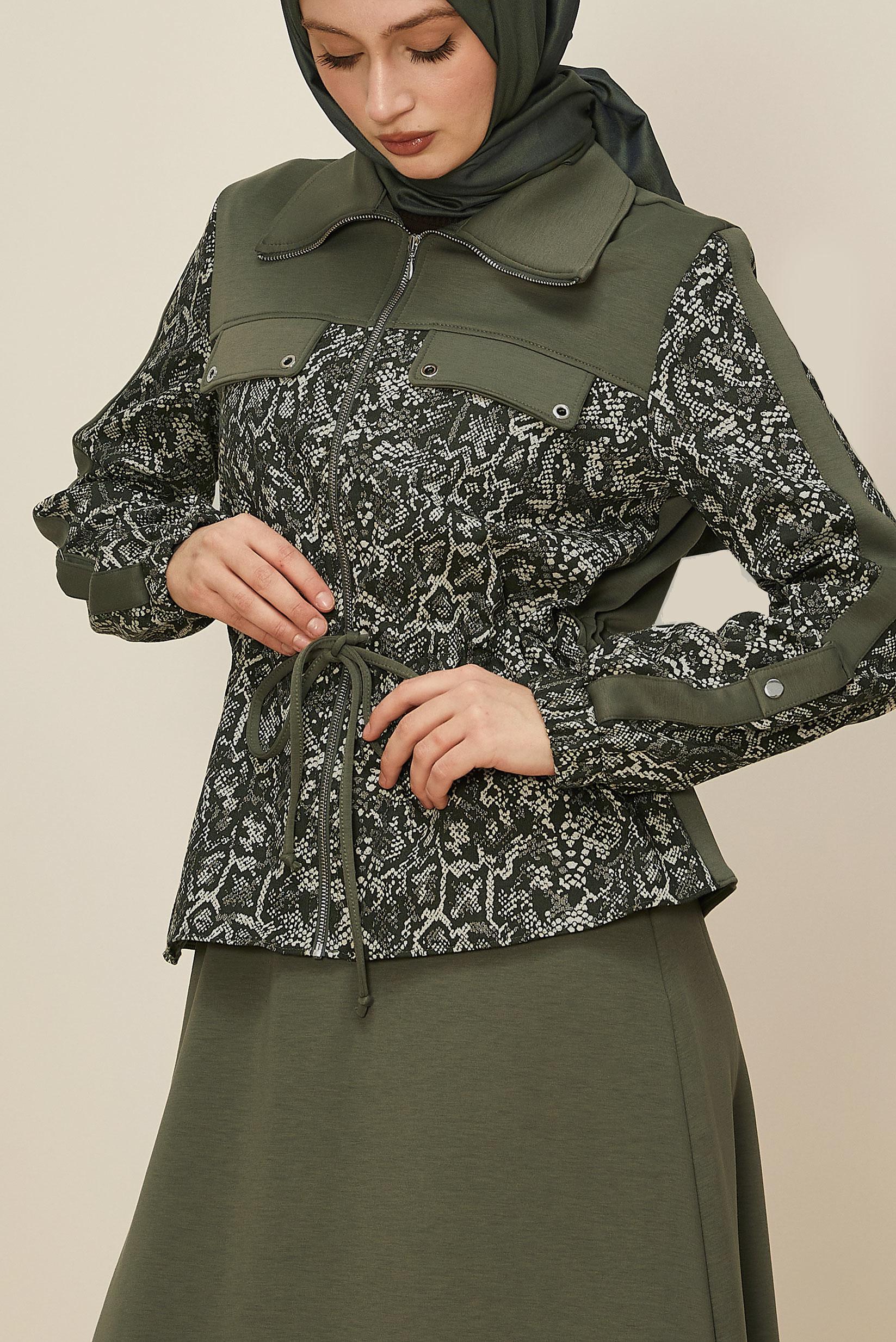 Tesettür giyim HAKİ ETEKLİ EŞOFMAN TAKIMI 46058