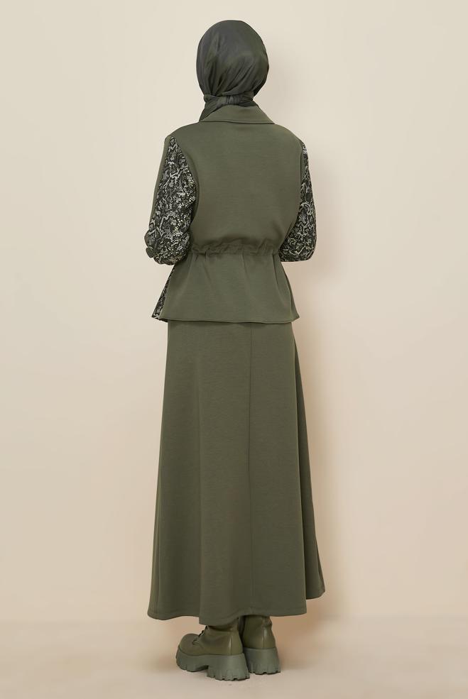 Hijab clothing KHAKI SKIRTED TRACKSUIT SET 46058 - ALVİNA