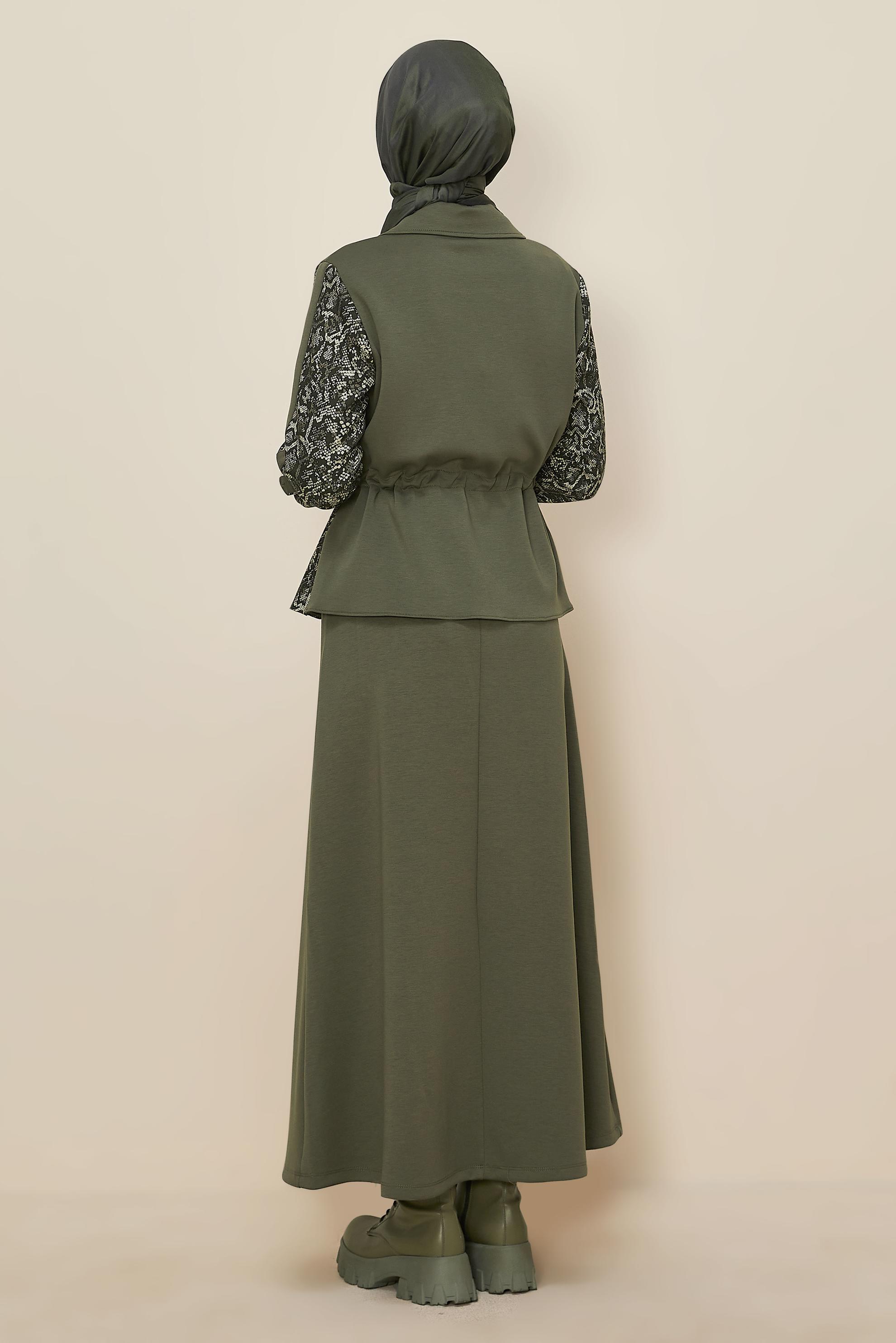 Tesettür giyim HAKİ ETEKLİ EŞOFMAN TAKIMI 46058