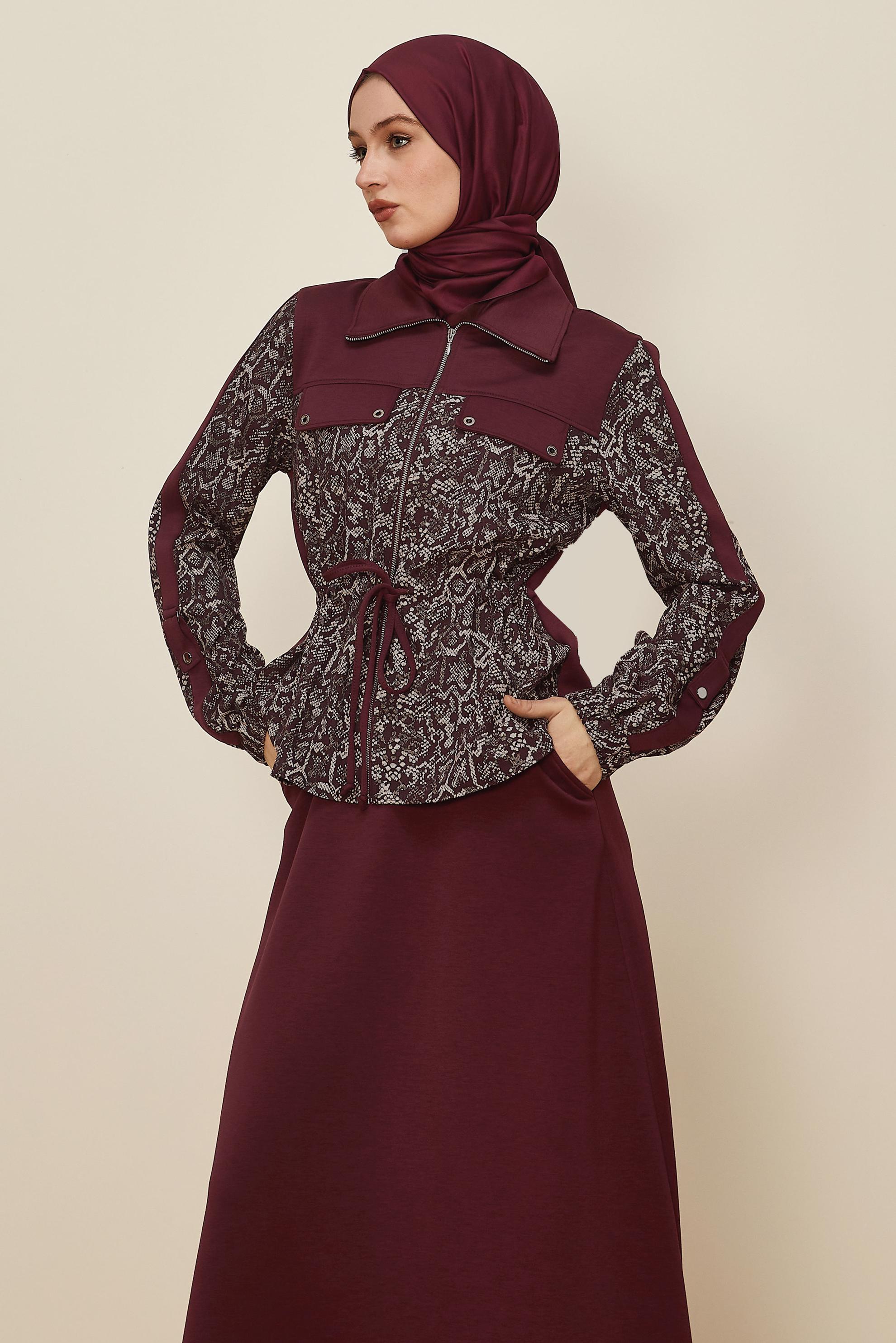 Hijab clothing CLARET RED SKIRTED TRACKSUIT SET 46058