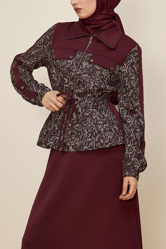 Hijab clothing CLARET RED SKIRTED TRACKSUIT SET 46058 - ALVİNA