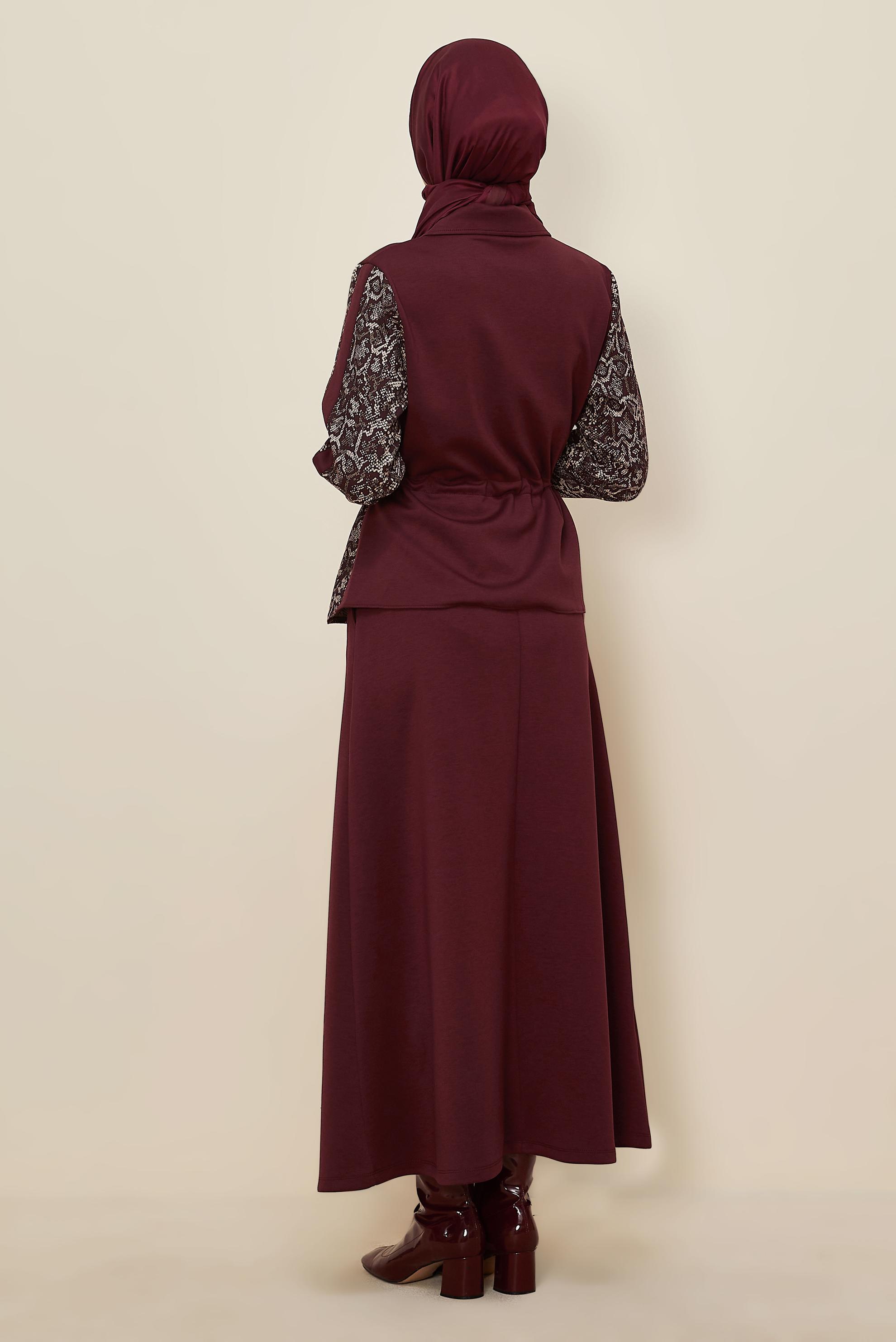 Hijab clothing CLARET RED SKIRTED TRACKSUIT SET 46058