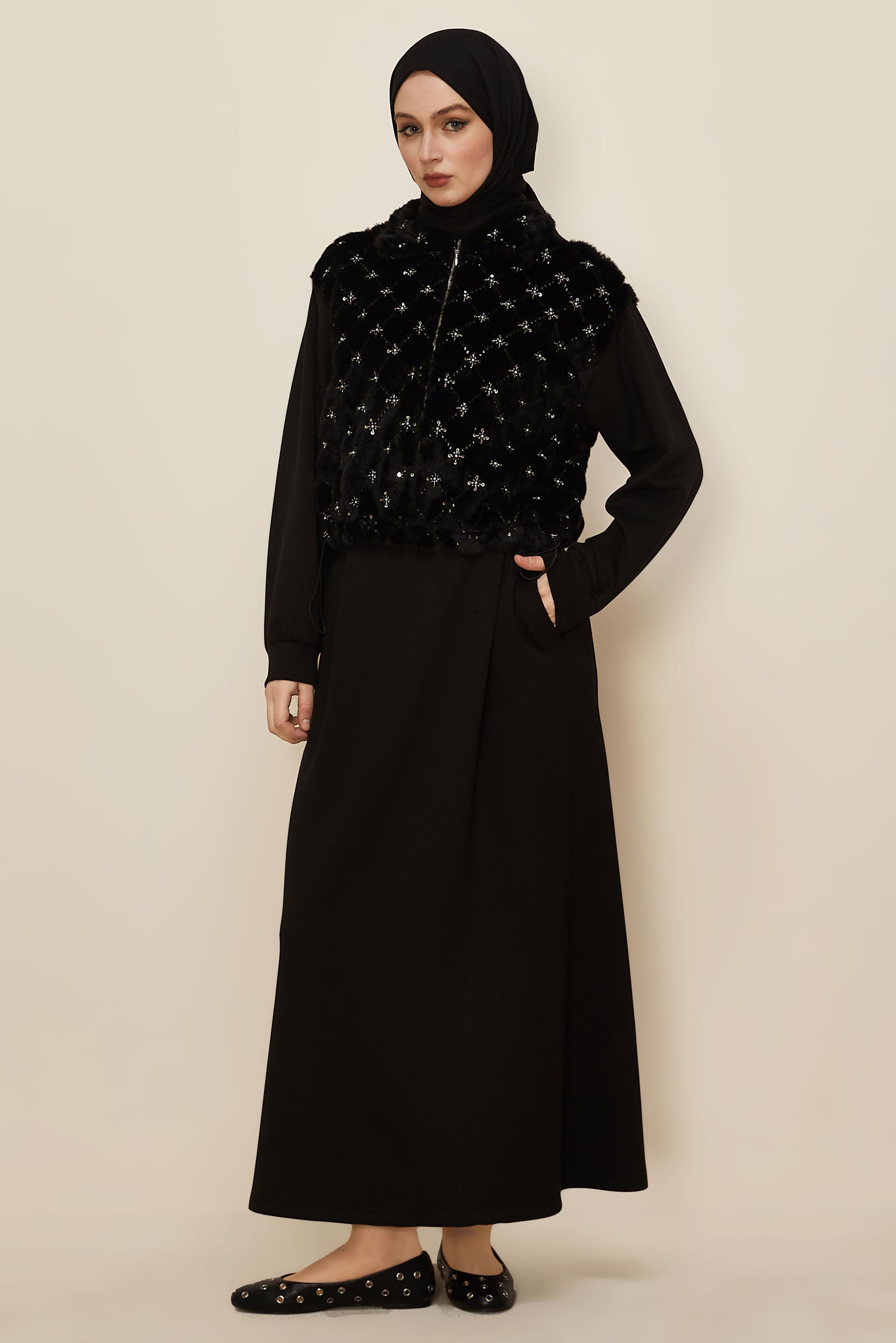 Hijab clothing BLACK SKIRTED TRACKSUIT SET 46071