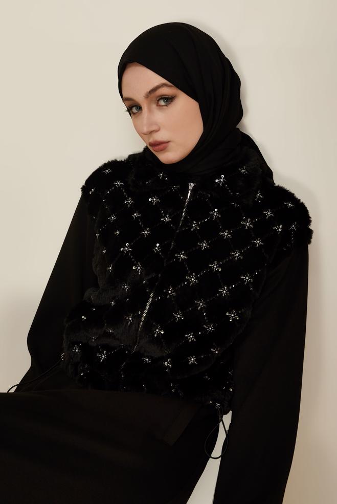 Tesettür giyim SİYAH ETEKLİ EŞOFMAN TAKIMI 46071 - ALVİNA