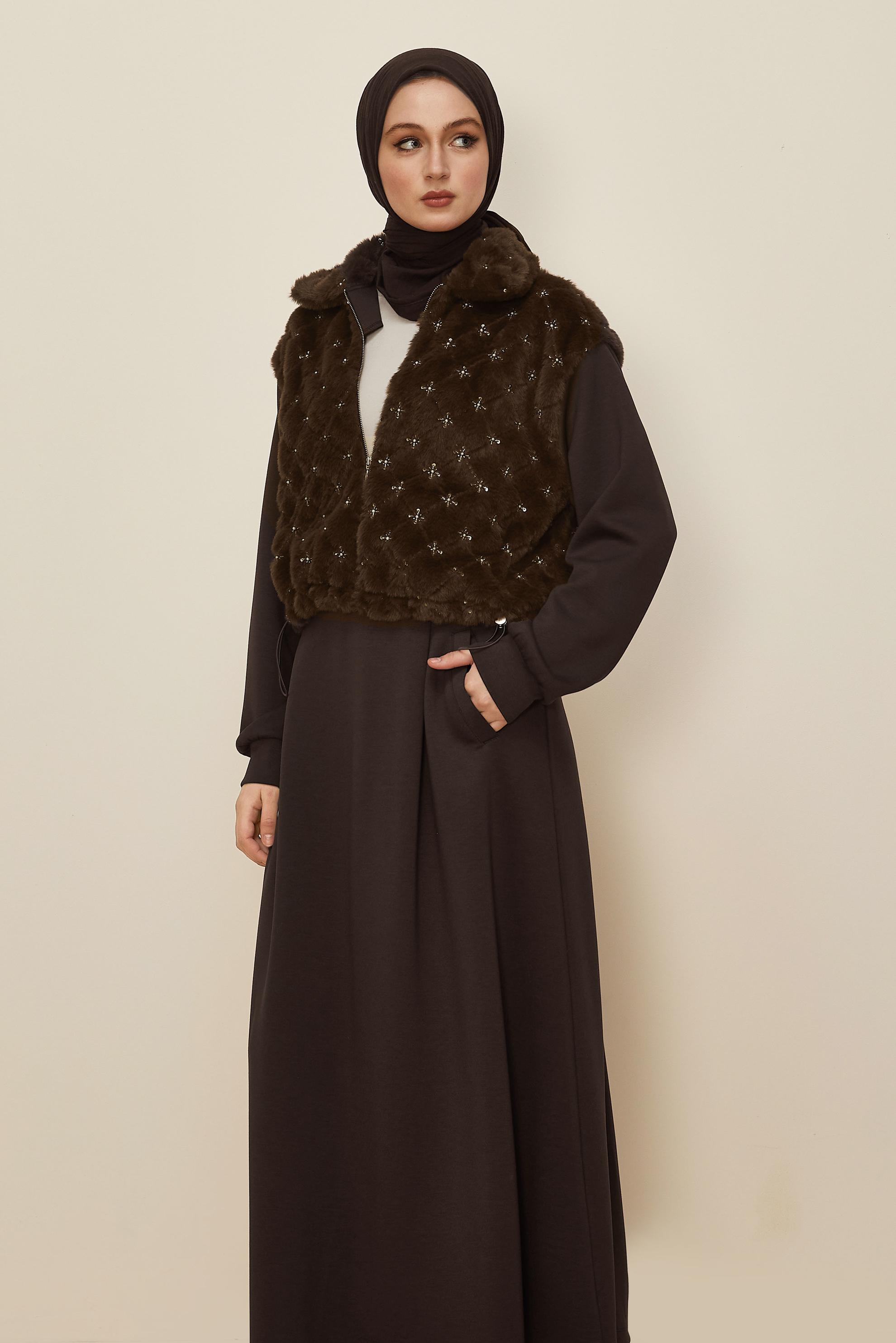 Hijab clothing BROWN SKIRTED TRACKSUIT SET 46071