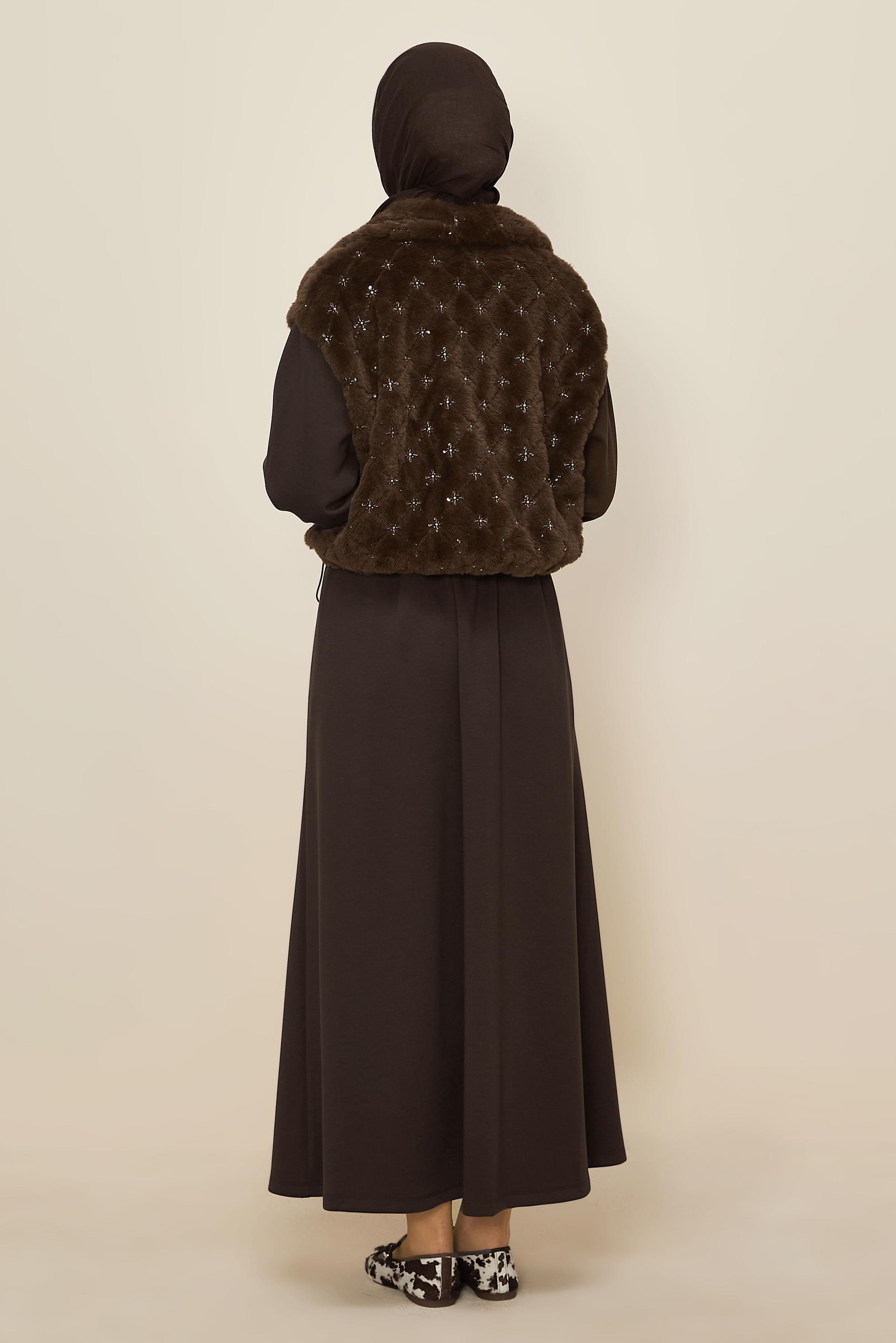 Hijab clothing BROWN SKIRTED TRACKSUIT SET 46071