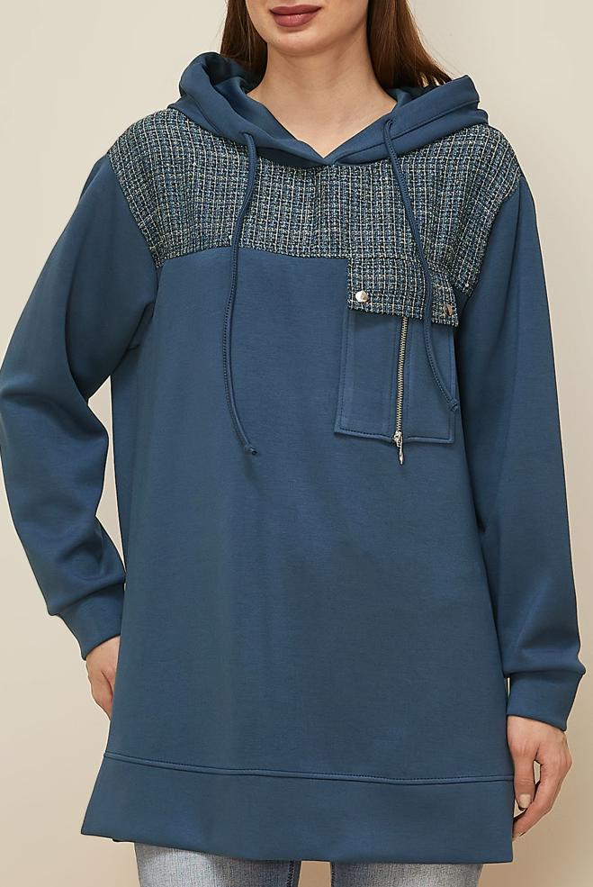 Tesettür giyim GRİ 46073 OYSHO EŞOFMAN TUNİK 38-44 TEK 40 - ALVİNA